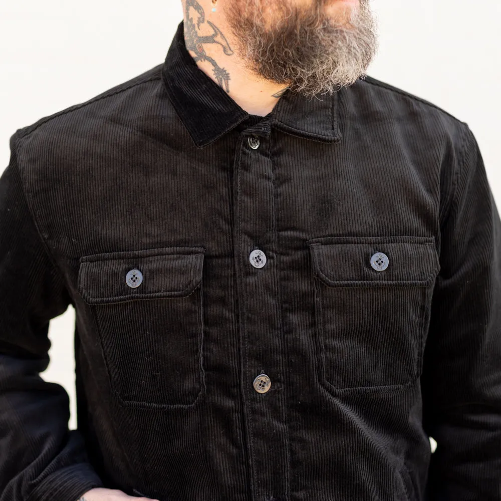 The Flat Head FN-OJ-C013 Corduroy Shirt Jacket Black FINAL SALE