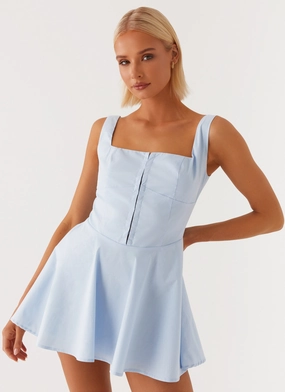 The Isle Mini Dress - Blue Seasonal Essential Sustainable-Lining