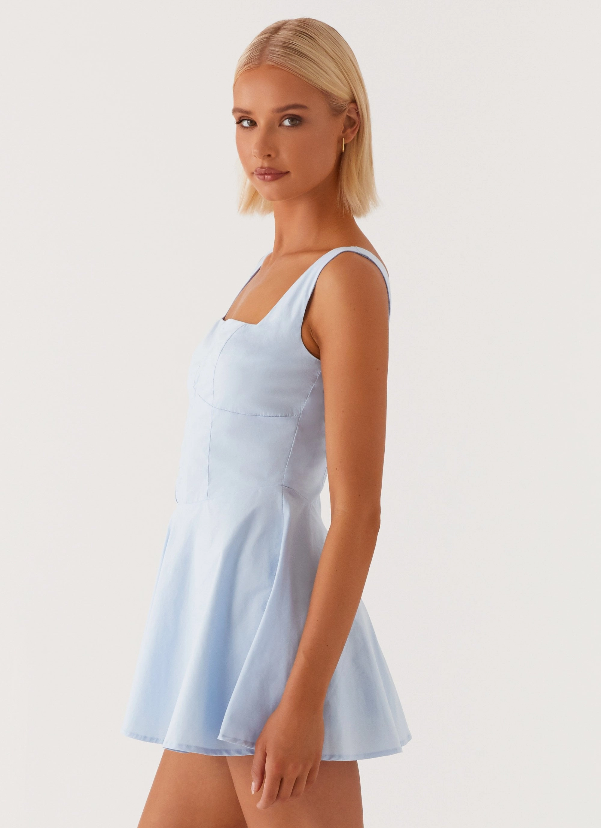 The Isle Mini Dress - Blue Cut-Out-Detail Subtle tone