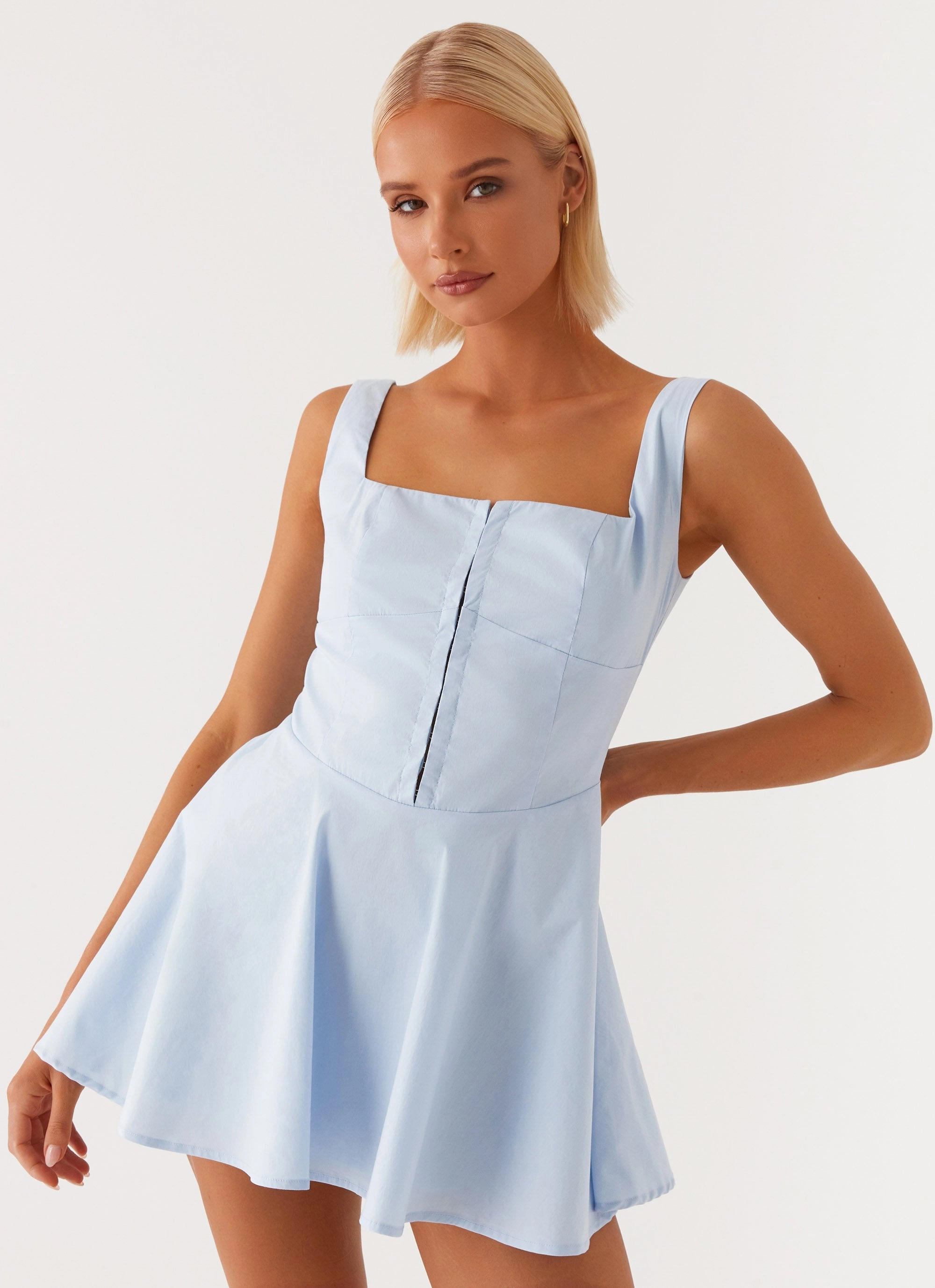 The Isle Mini Dress - Blue Seasonal Essential Sustainable-Lining
