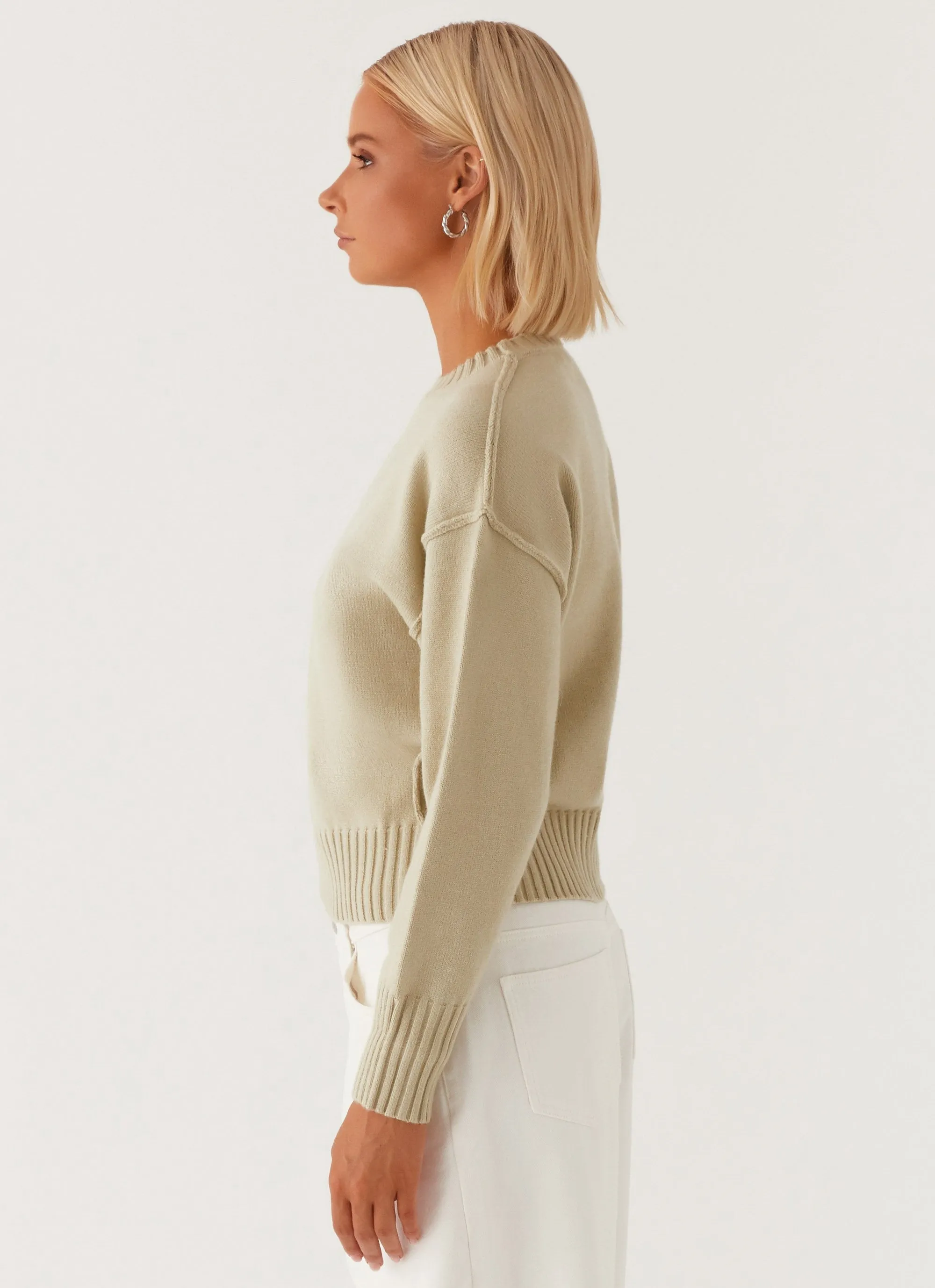 Thelma Oversized Knit Sweater - Pastel Green FadeResistantTechnology RecycledBlend