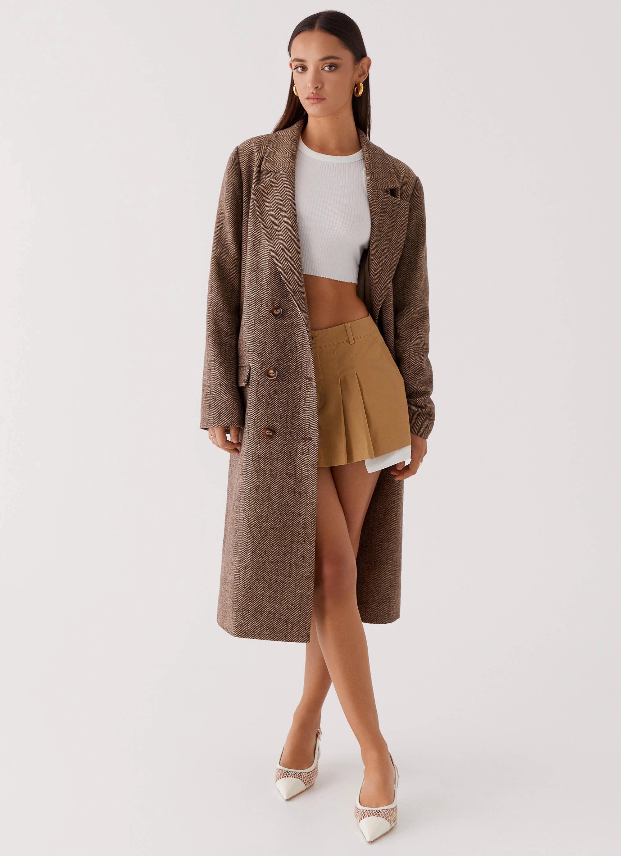 Since Way Back Longline Coat - Brown Simple Comfort