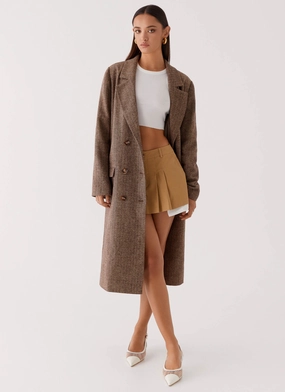 Since Way Back Longline Coat - Brown Simple Comfort
