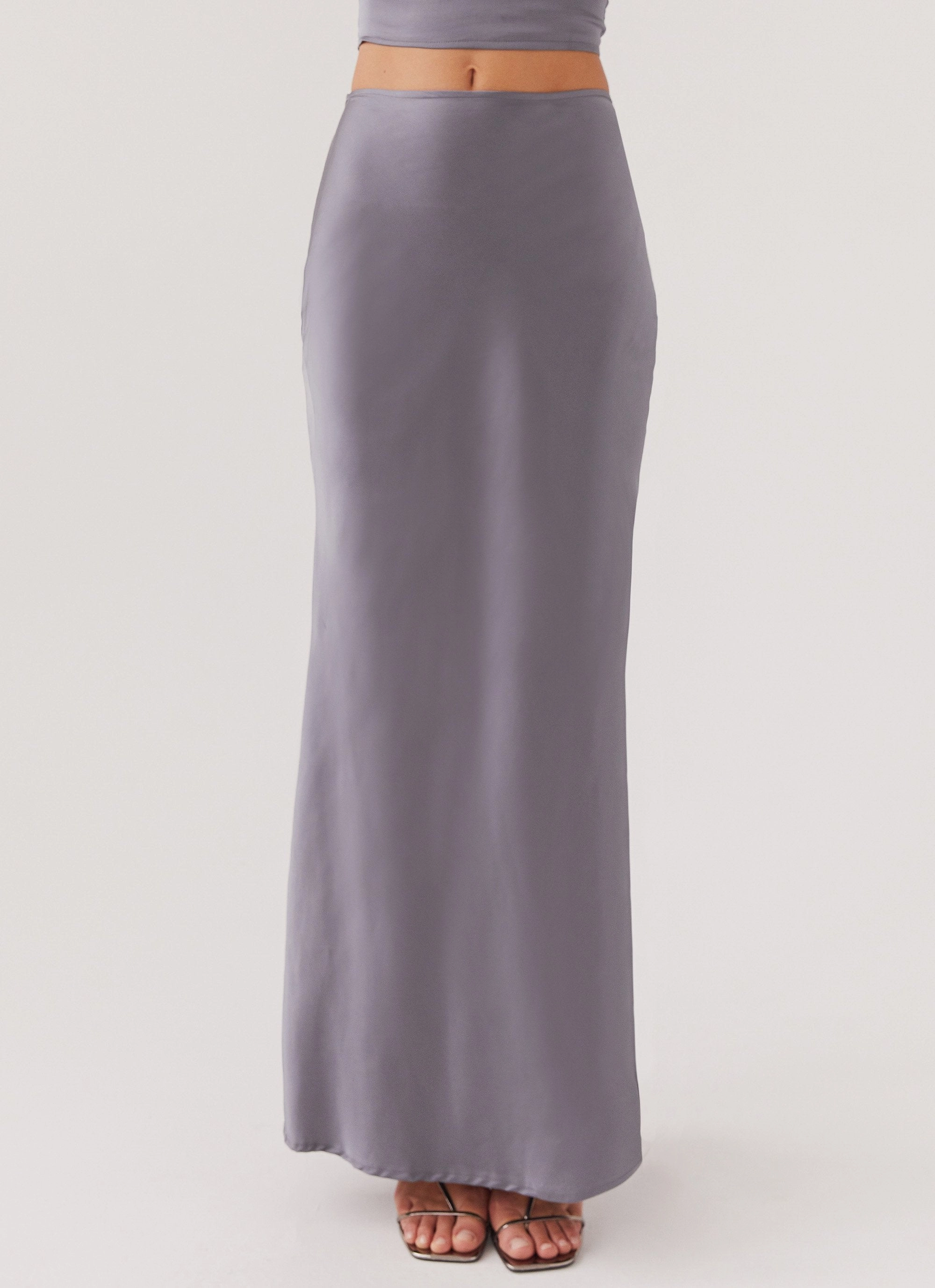 Quick drying material Josefina Satin Maxi Skirt - Slate