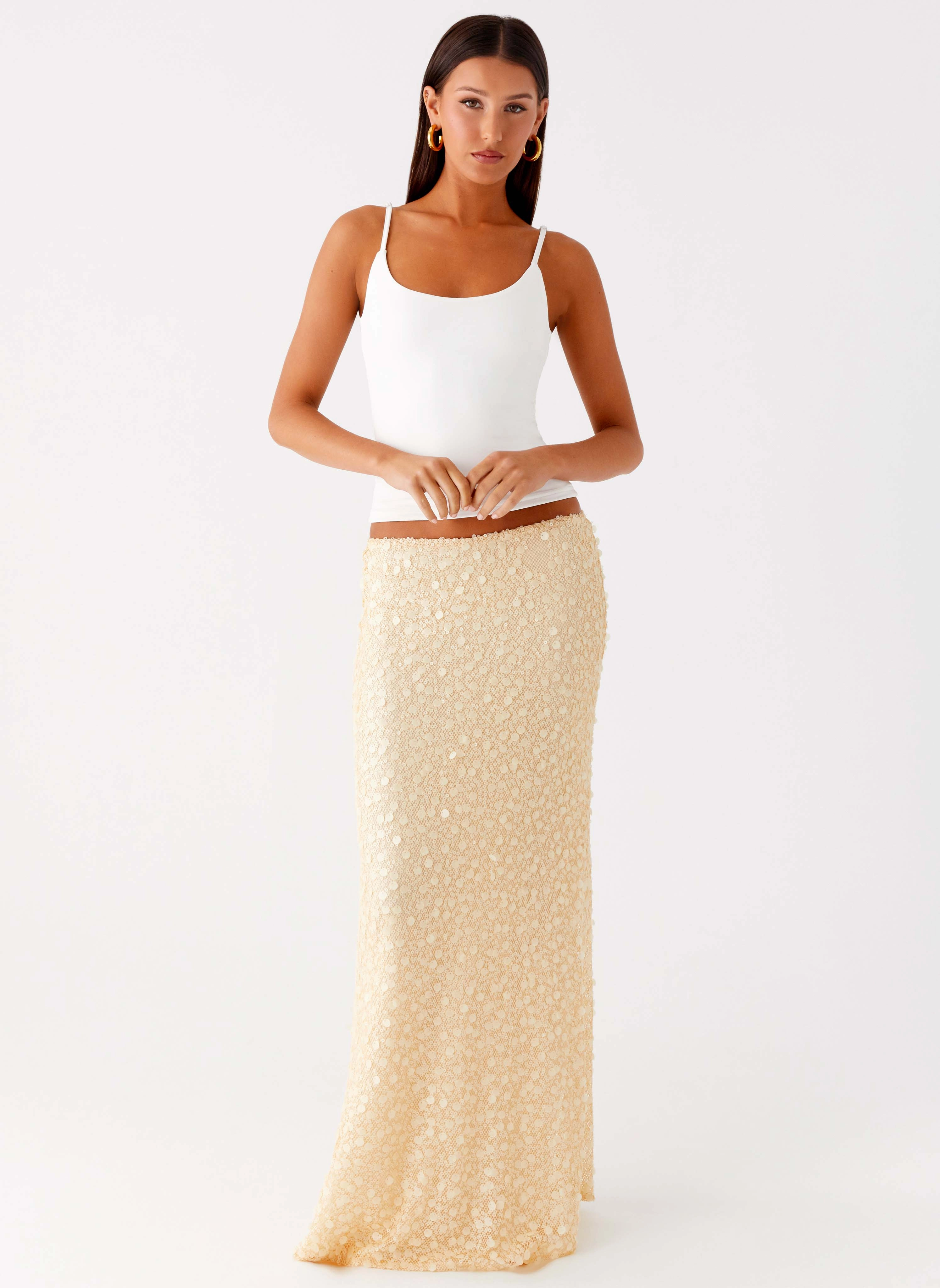 Low Bulk Material Honestly Sequin Maxi Skirt - Yellow