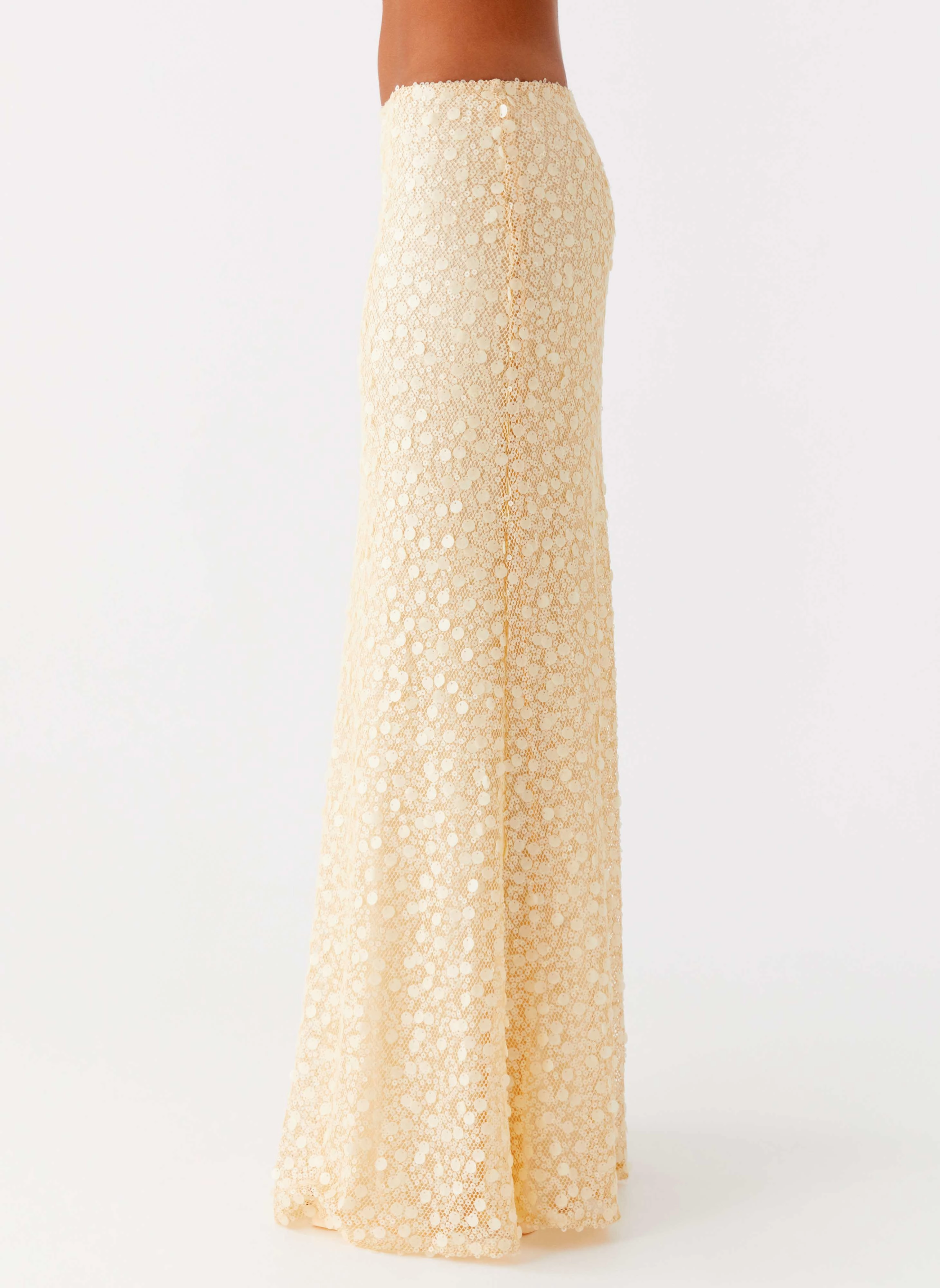 Layered Look Honestly Sequin Maxi Skirt - Yellow