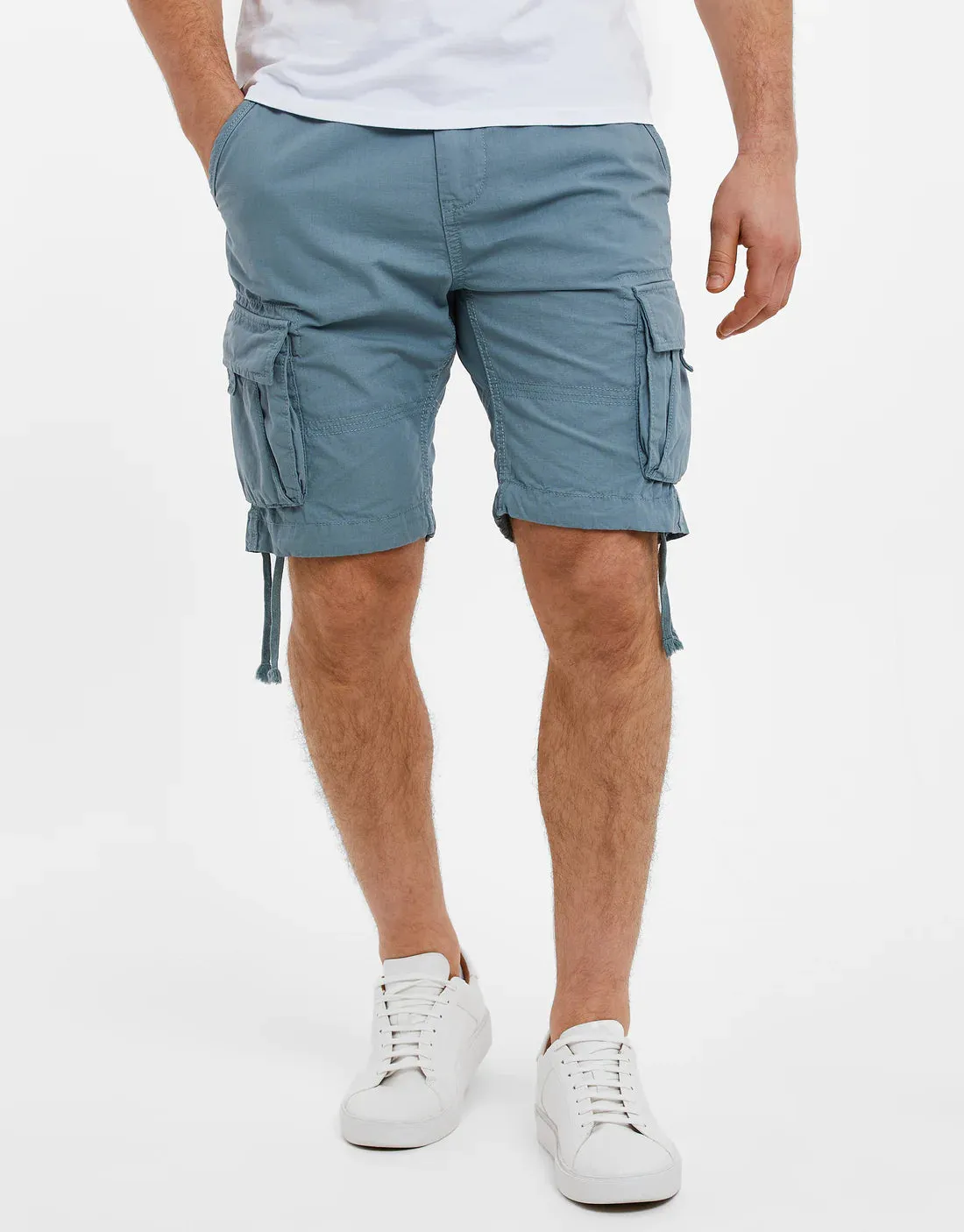 Threadbare Mens Cotton Combat Pocket Shorts Duck Egg Blue - 842