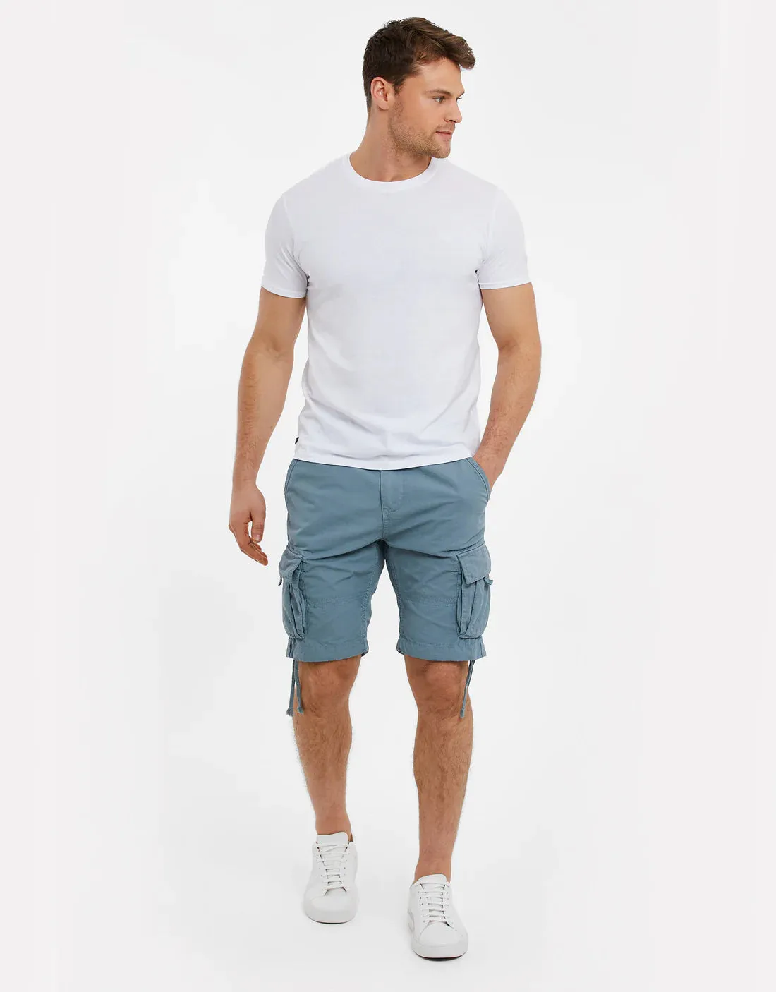 Threadbare Mens Cotton Combat Pocket Shorts Duck Egg Blue - 842
