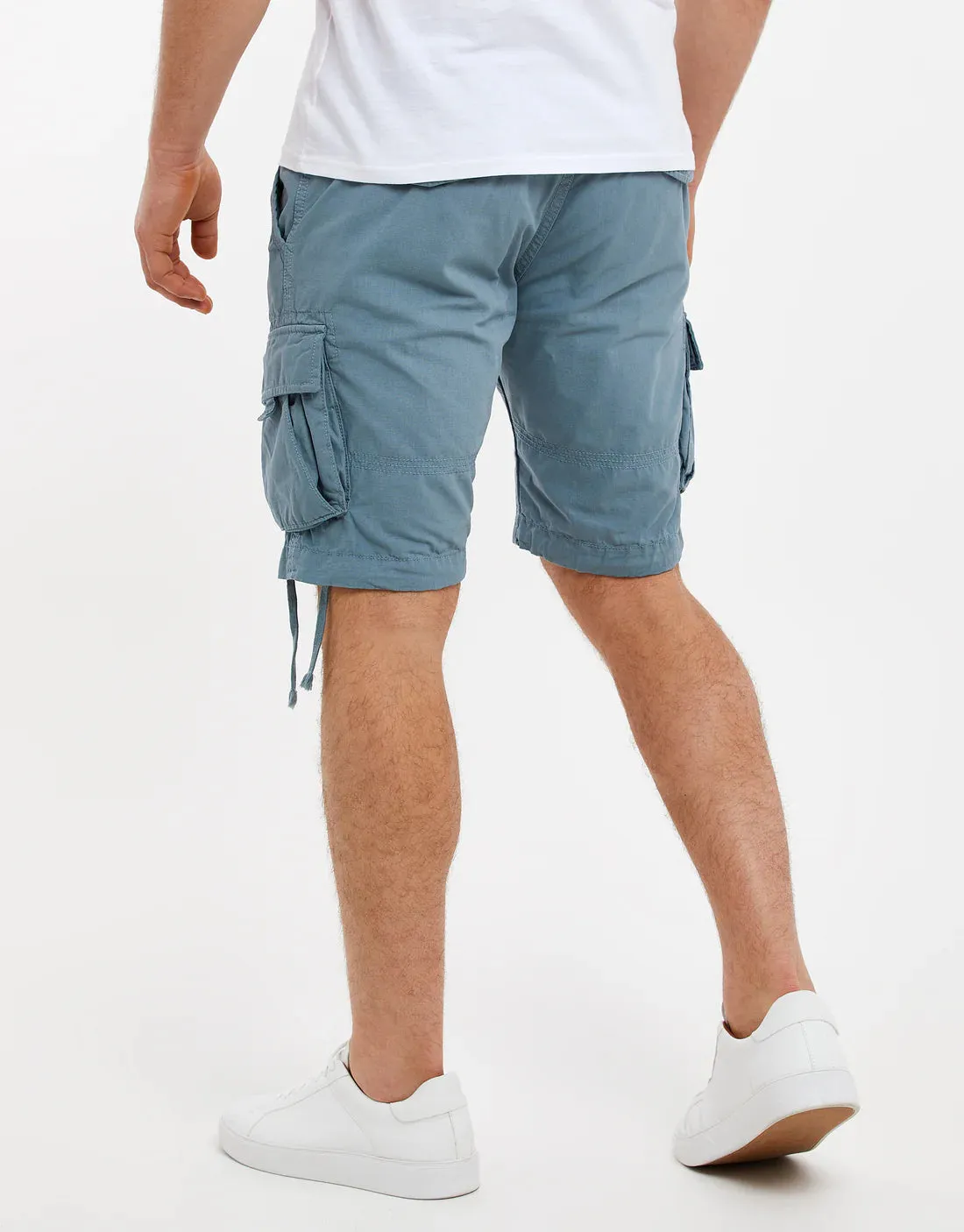 Threadbare Mens Cotton Combat Pocket Shorts Duck Egg Blue - 842