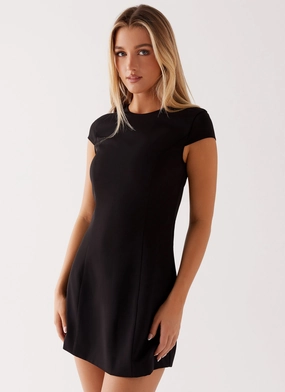 Tia Mini Dress - Black Natural Fit Lounge Outfit