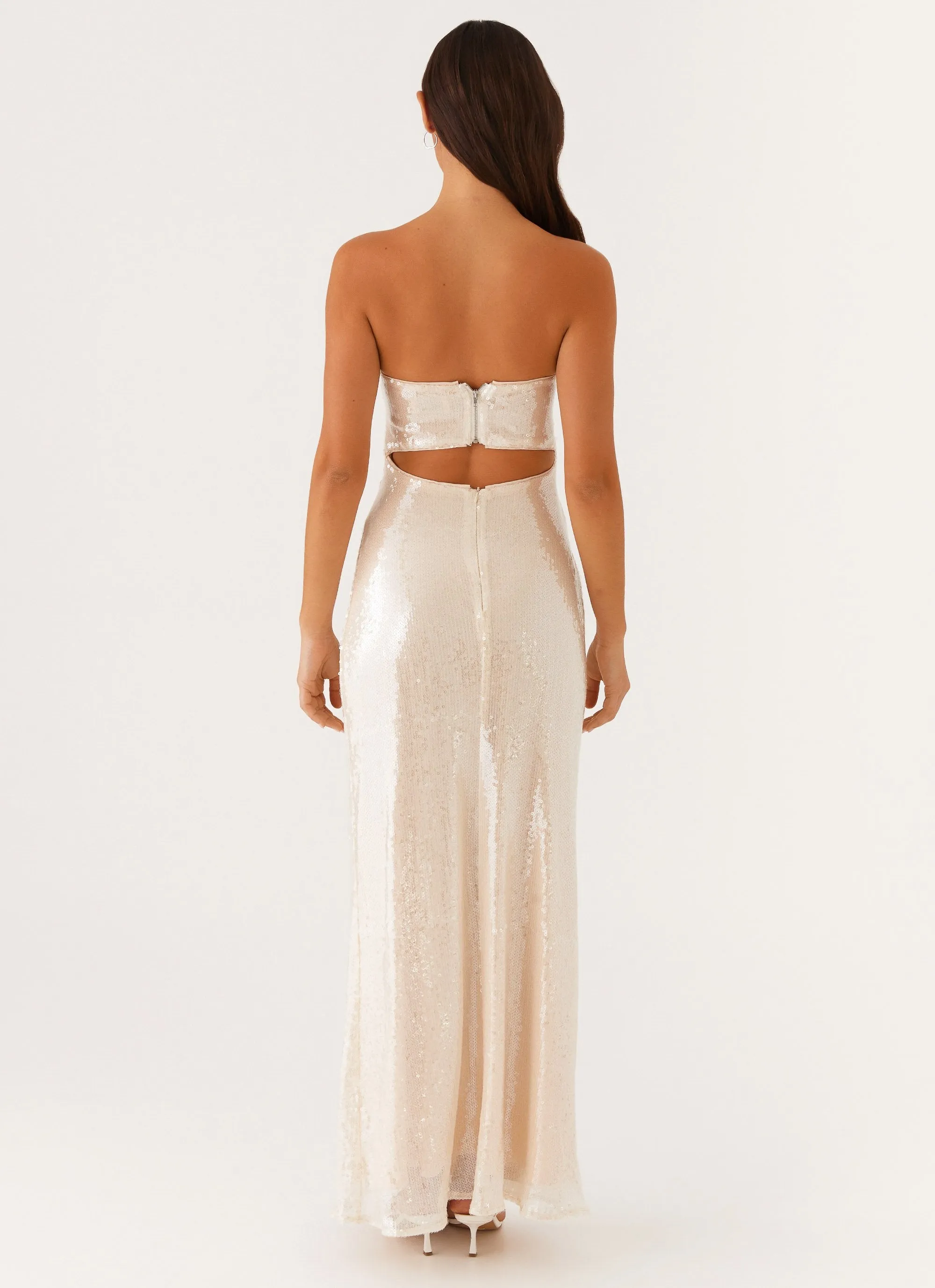 Tianna Strapless Sequin Maxi Dress - Ivory Clean Chic