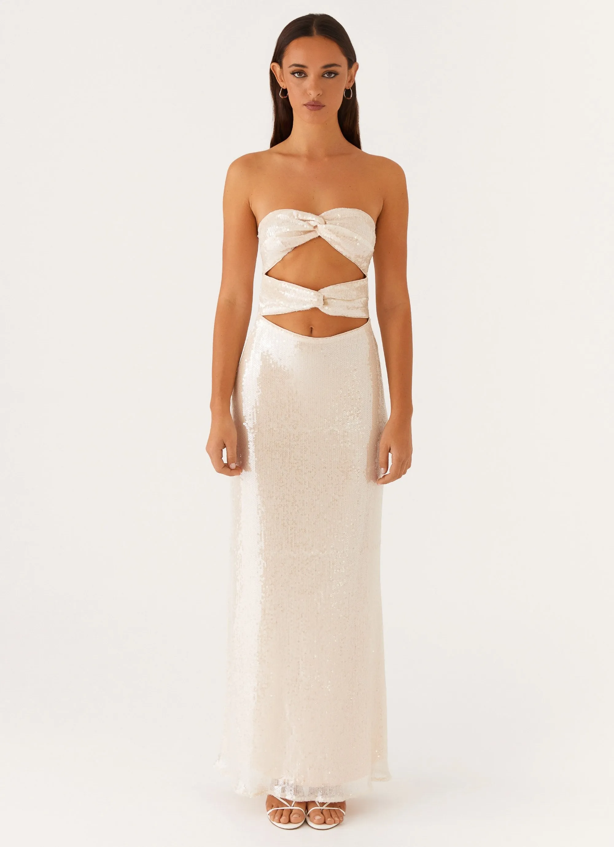 Tianna Strapless Sequin Maxi Dress - Ivory Seasonal Comfort