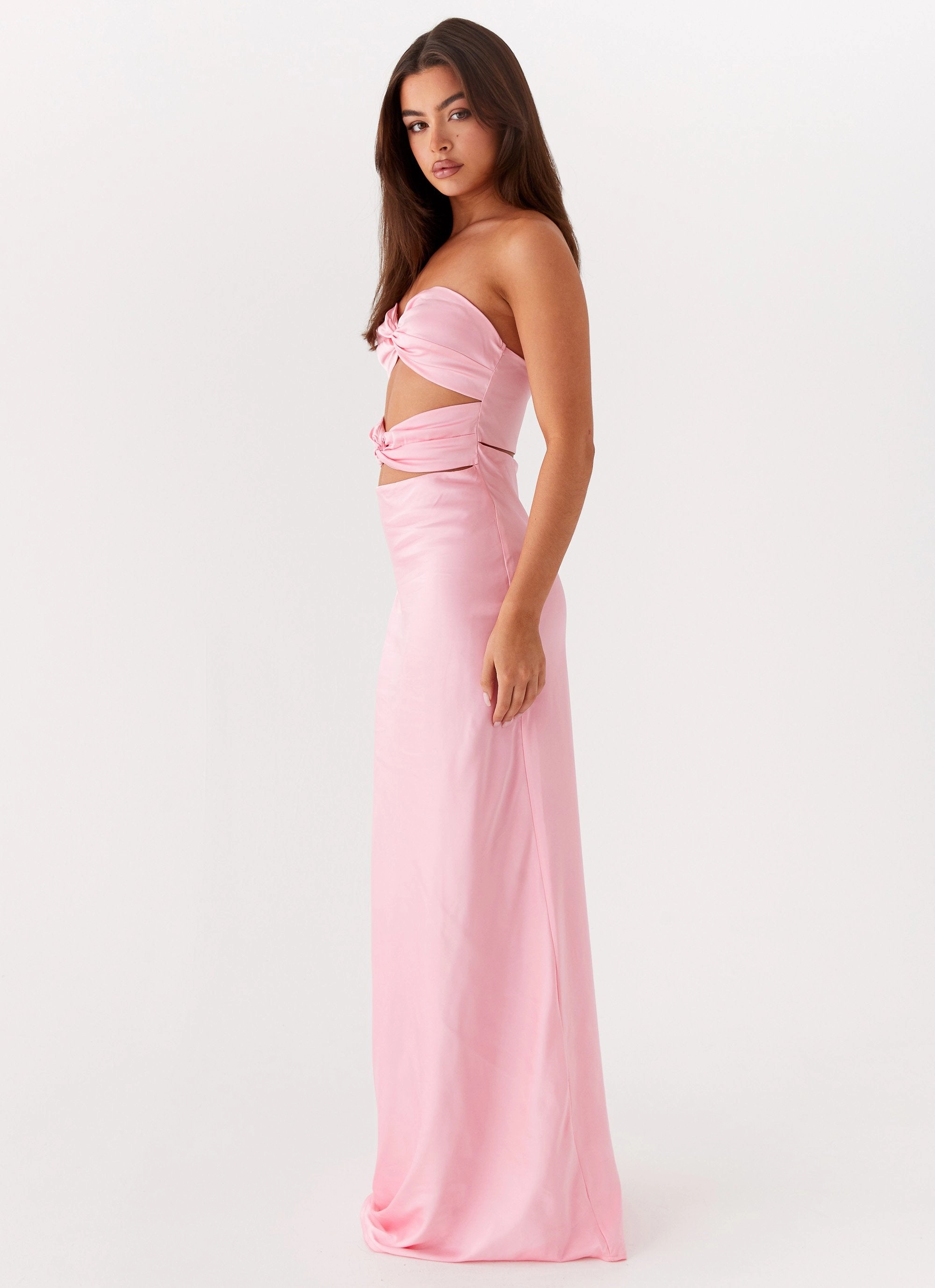 Tianna Strapless Maxi Dress - Pink Lounge Cut