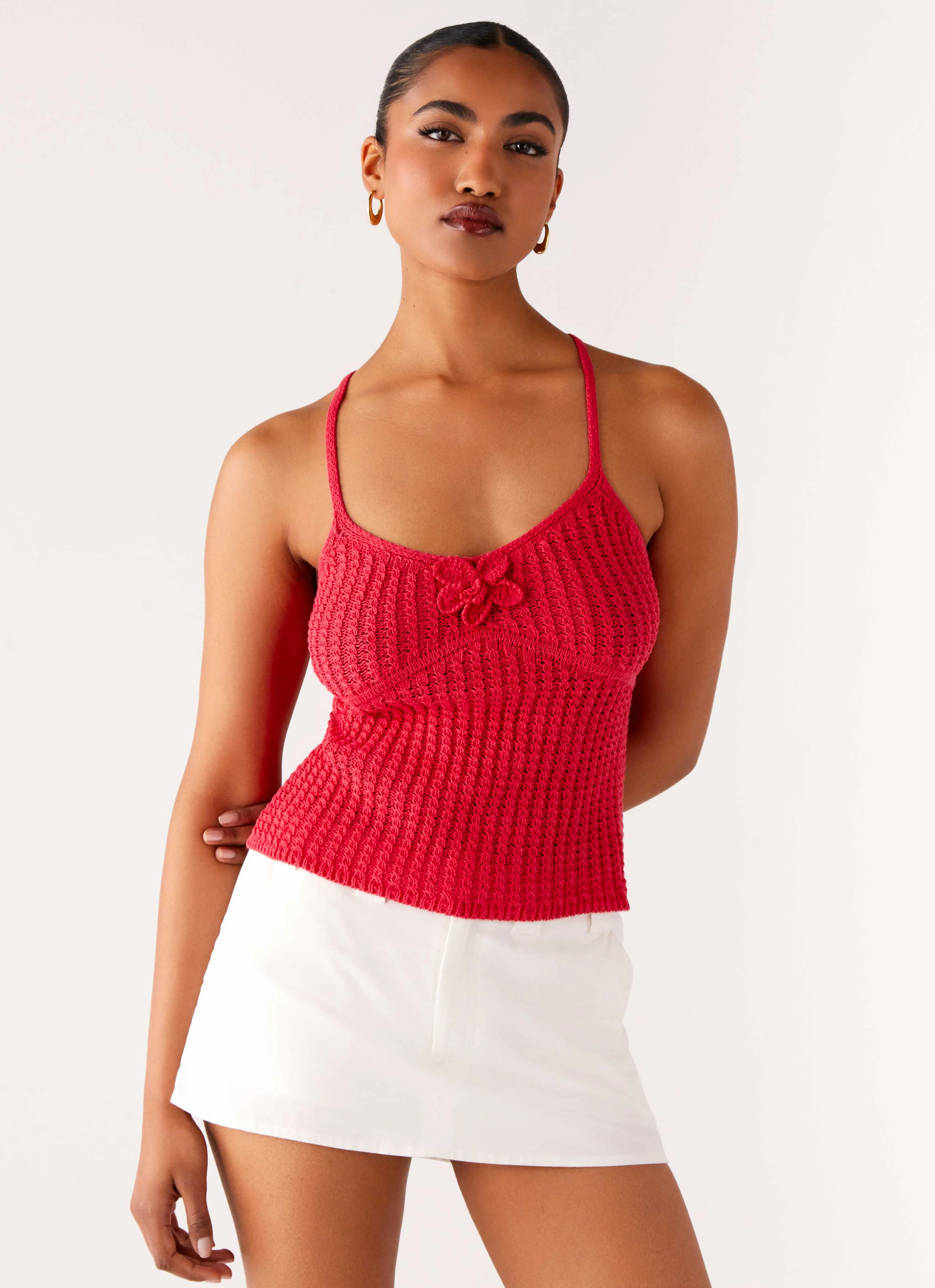 Lightweight Weave Tiare Crochet Top - Fuchsia