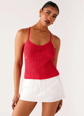 ThermalInsulation High Visibility Trim Tiare Crochet Top - Fuchsia