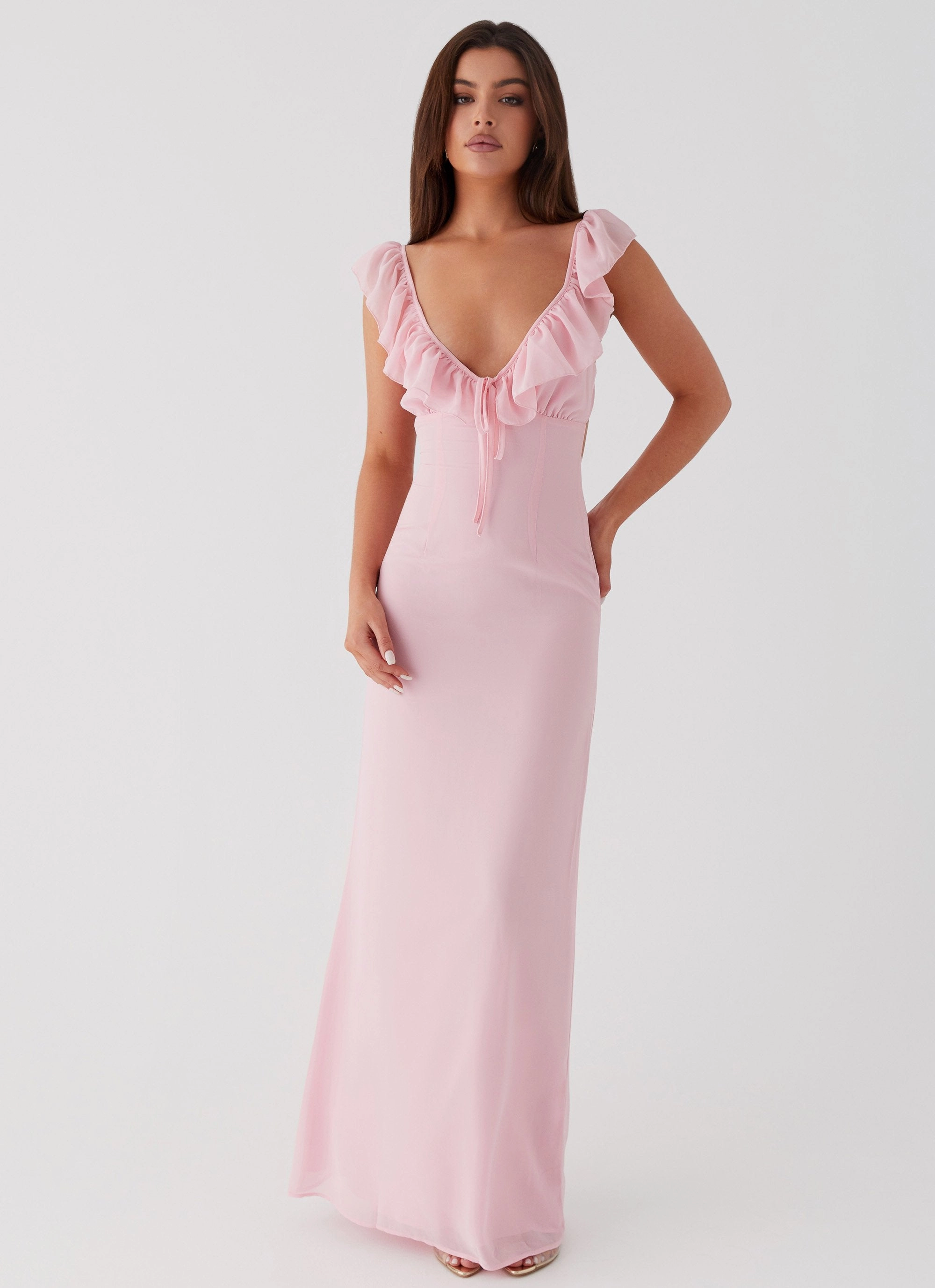 Contrast-Panel Silvie Maxi Dress - Pink