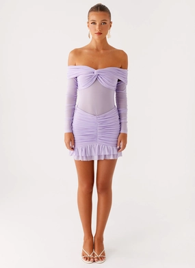 City Friendly Casual Essential Tiff Long Sleeve Mini Dress - Lilac