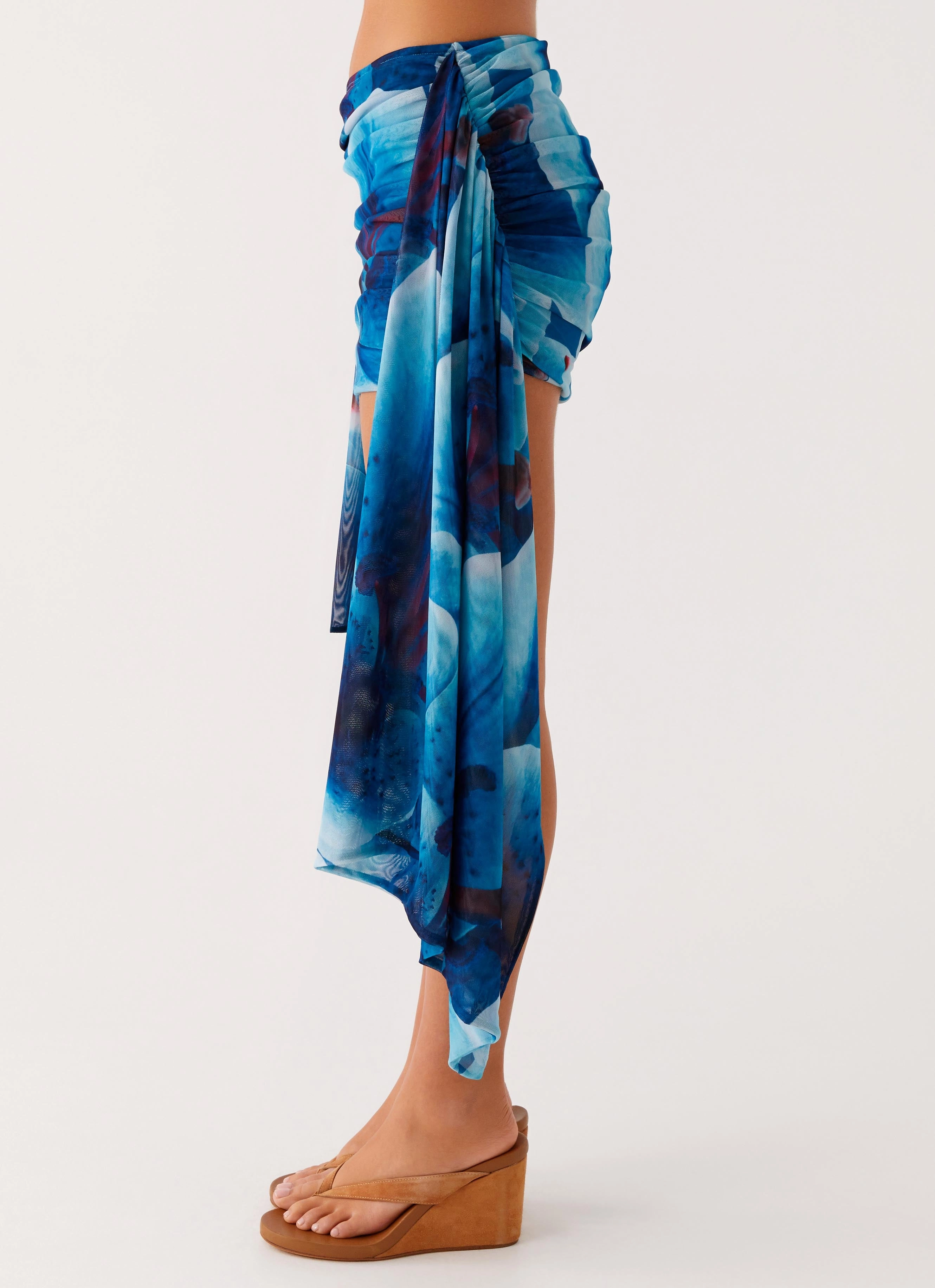 Office Friendly Flexibility Built-In Tigerlily Micro Skirt - Turquoise Floral