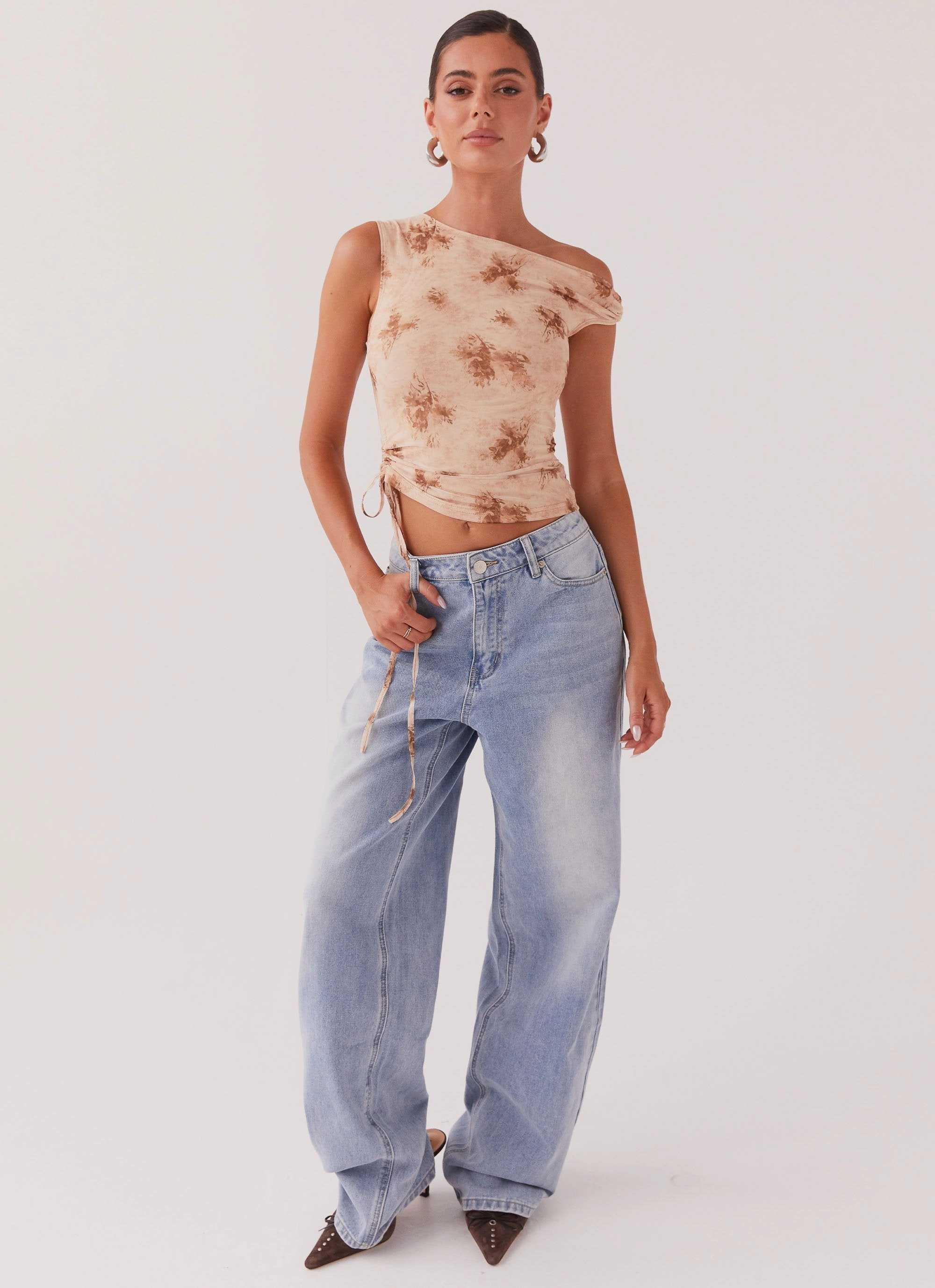 Everyday Comfort NonIrritating Til Sunrise Off The Shoulder Top - Taupe Smoke
