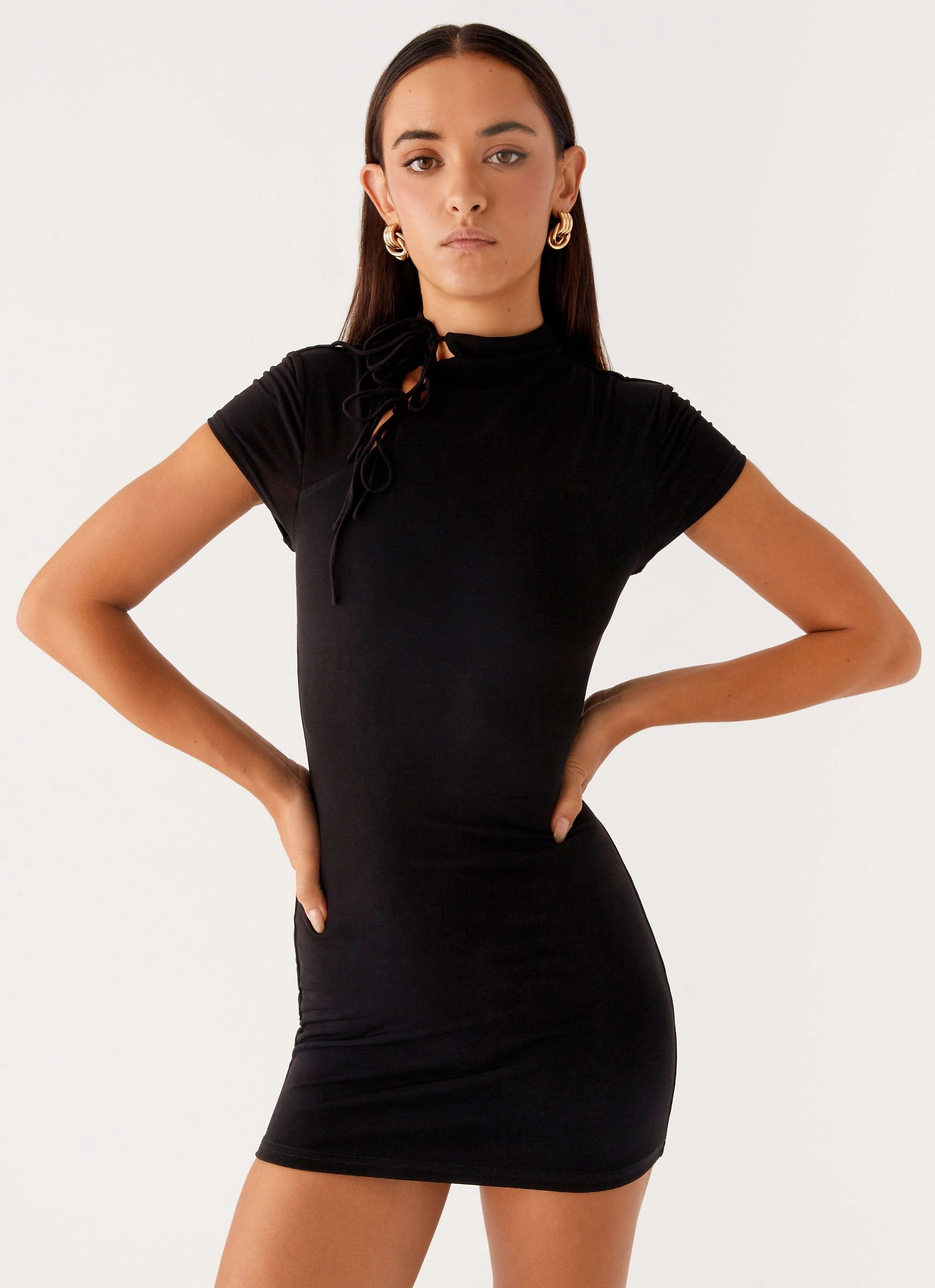 Time Capsule Cut Out Mini Dress - Black SoftTouchTexture