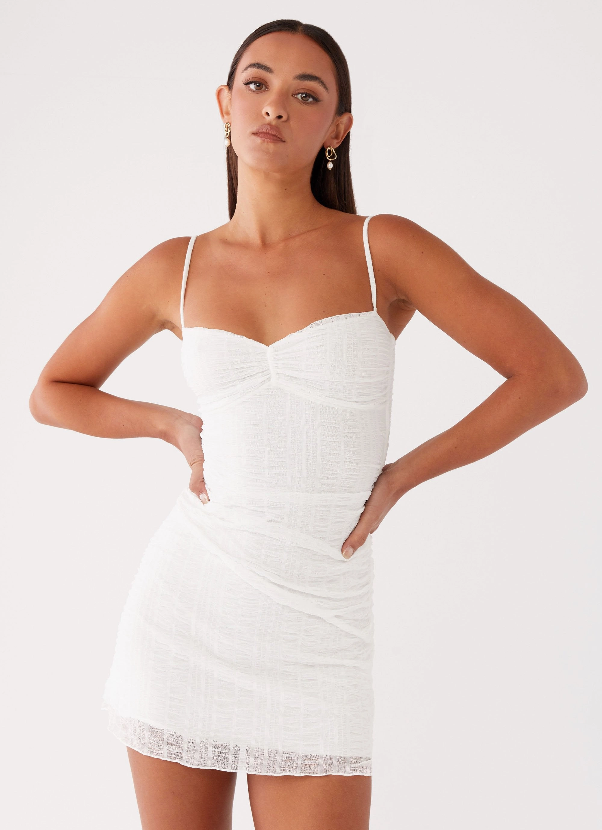 Arden Mesh Mini Dress - White Grace Glow Style Blend