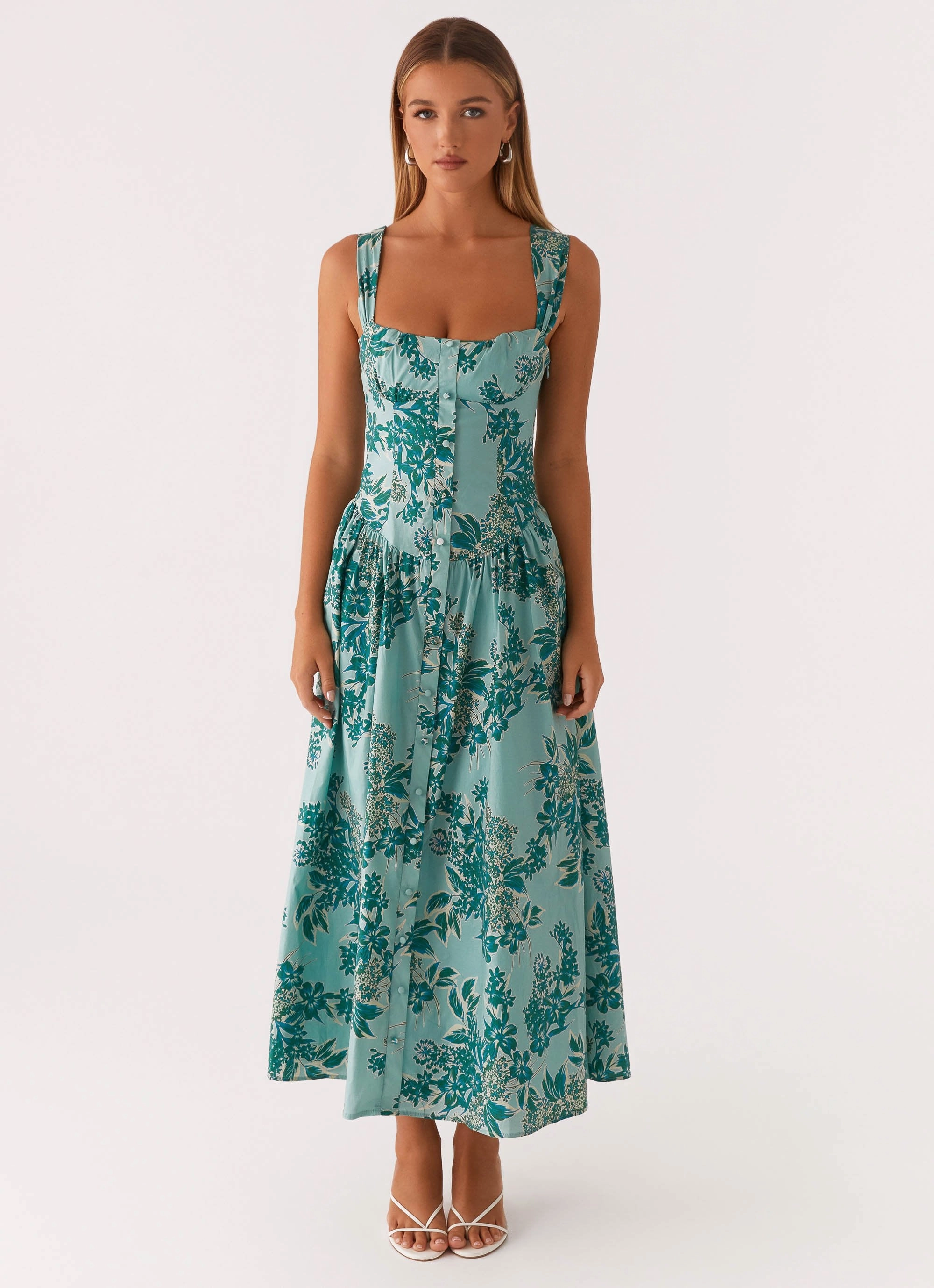 All-Day Fit Unique Print Emmalina Midi Dress - Cloud Nine Floral