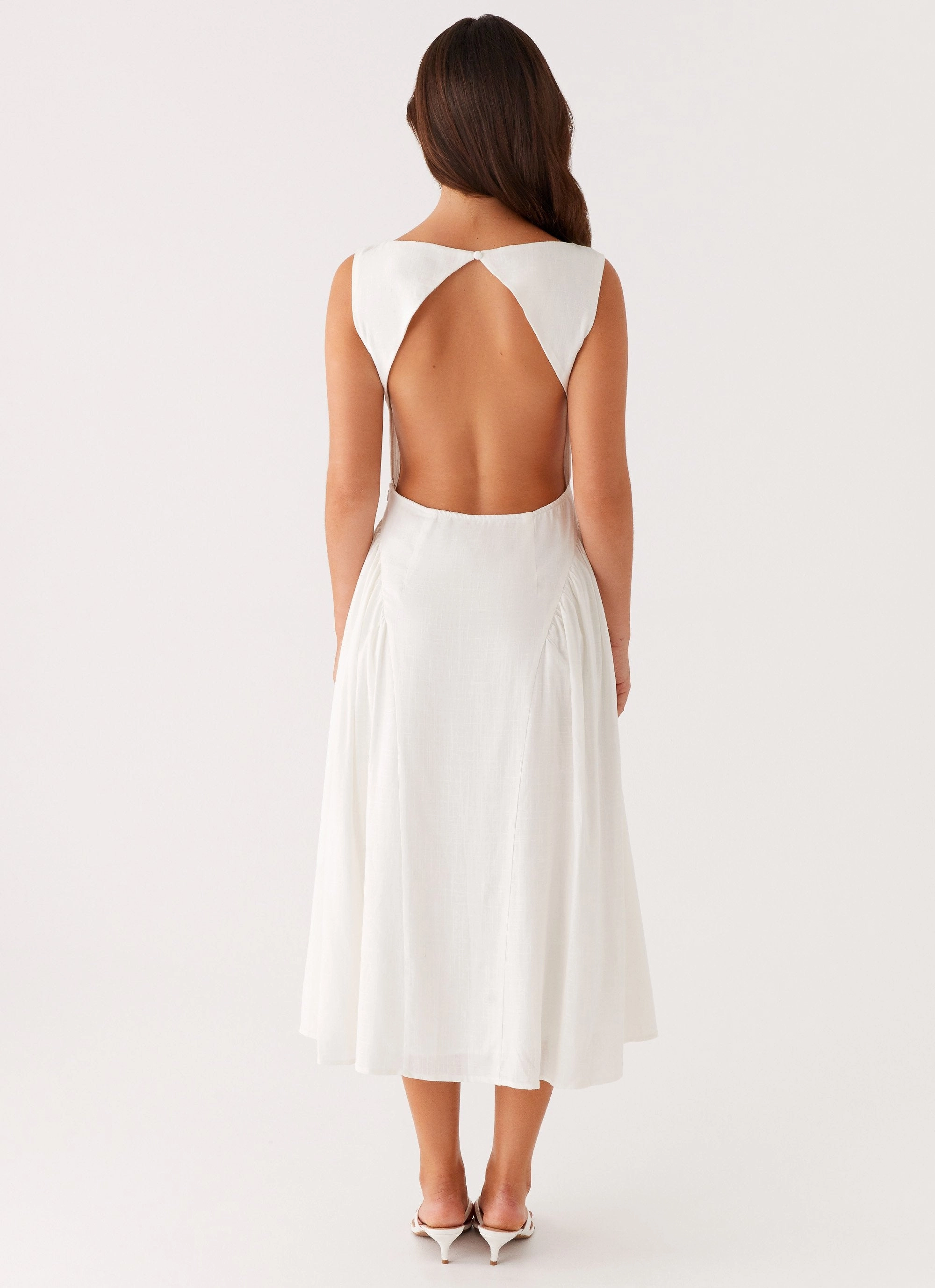 Maylah Midi Dress - White Casual Feel Romantic Vibes
