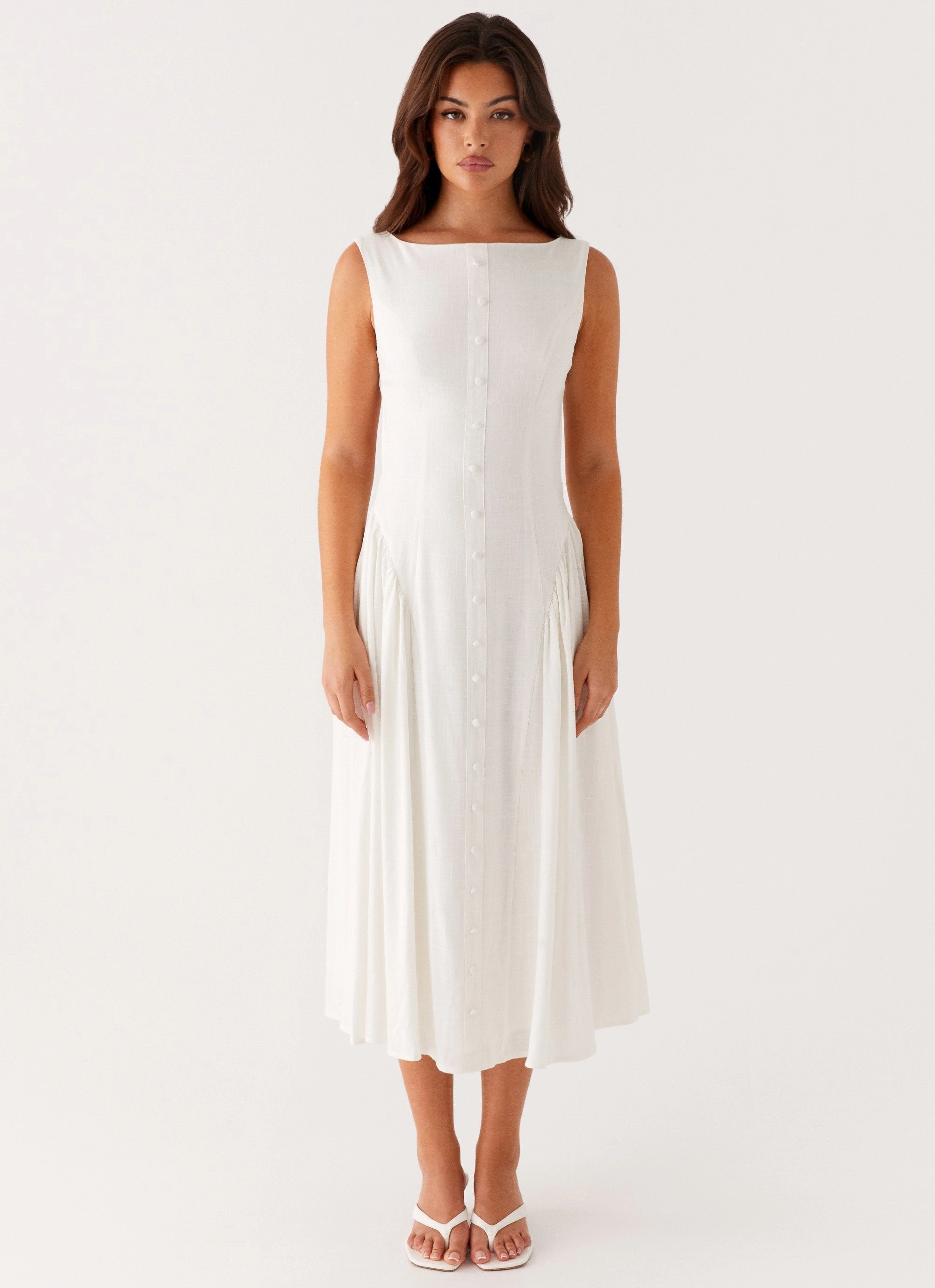 Maylah Midi Dress - White Plus Fit Breeze Grace