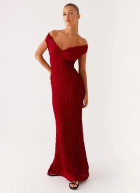 Chantelle Maxi Dress - Red Open Back Feminine full-length gown