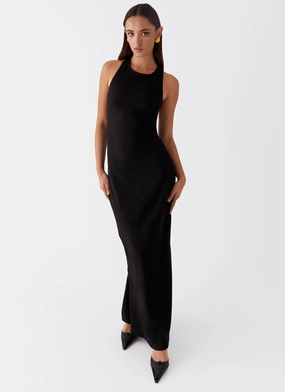 Deep Hue Fitted Mood Alice Cut Out Maxi Dress - Black