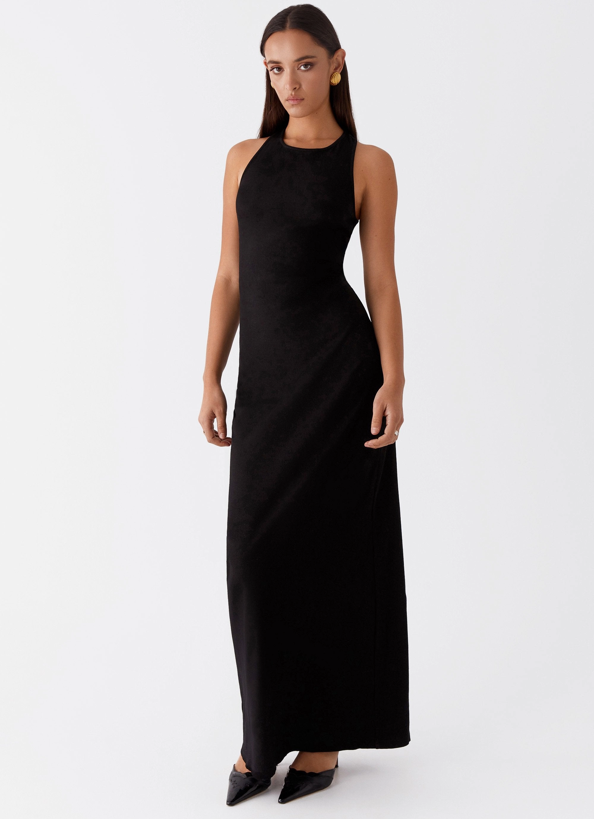 Alice Cut Out Maxi Dress - Black Festive Mood Invisible-Zip