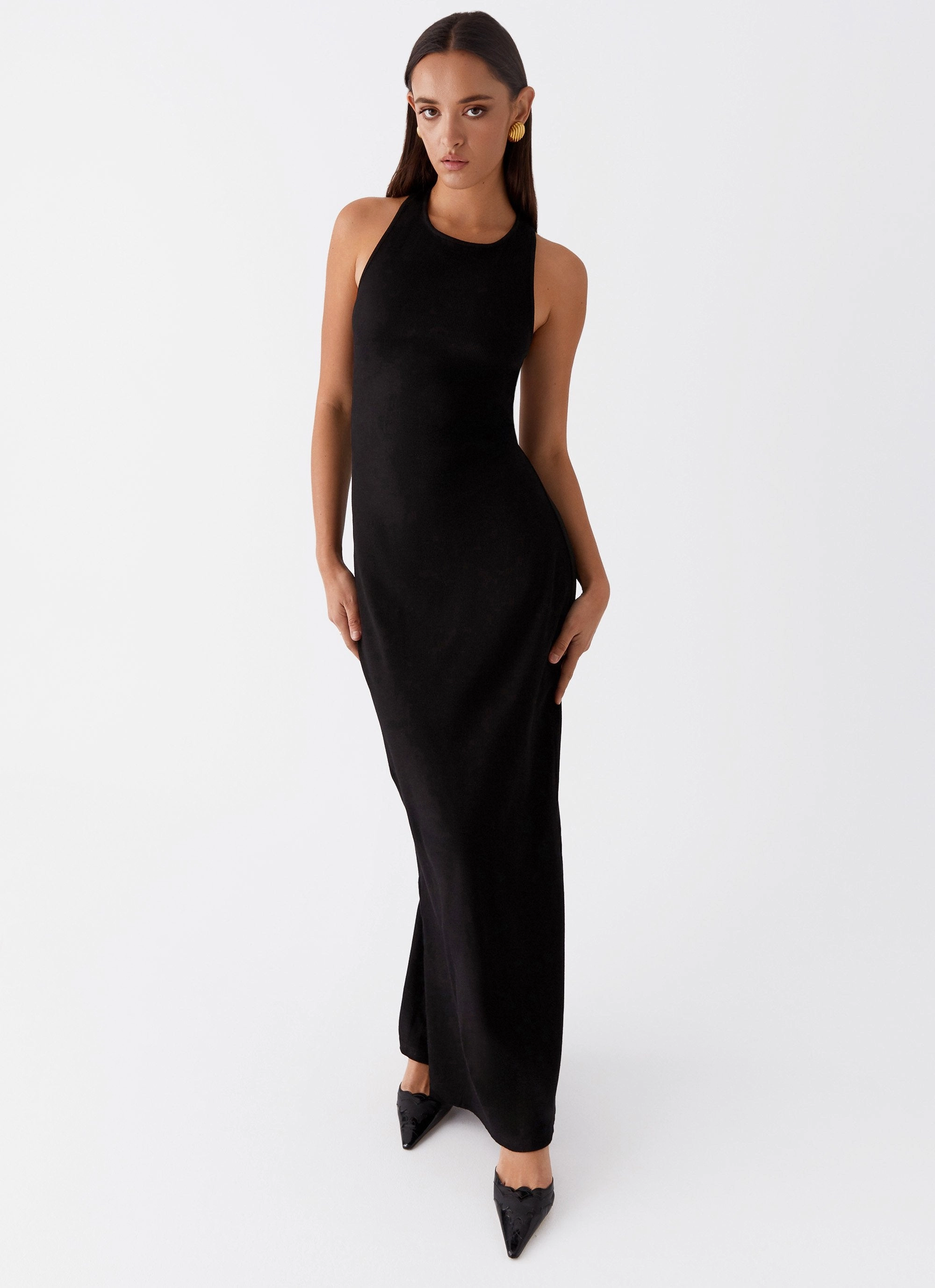 Deep Hue Fitted Mood Alice Cut Out Maxi Dress - Black