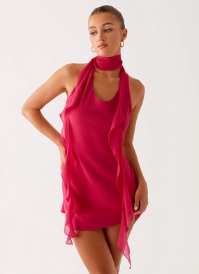 Clean Chic Boat-Neck Tanner Mini Dress - Fuchsia