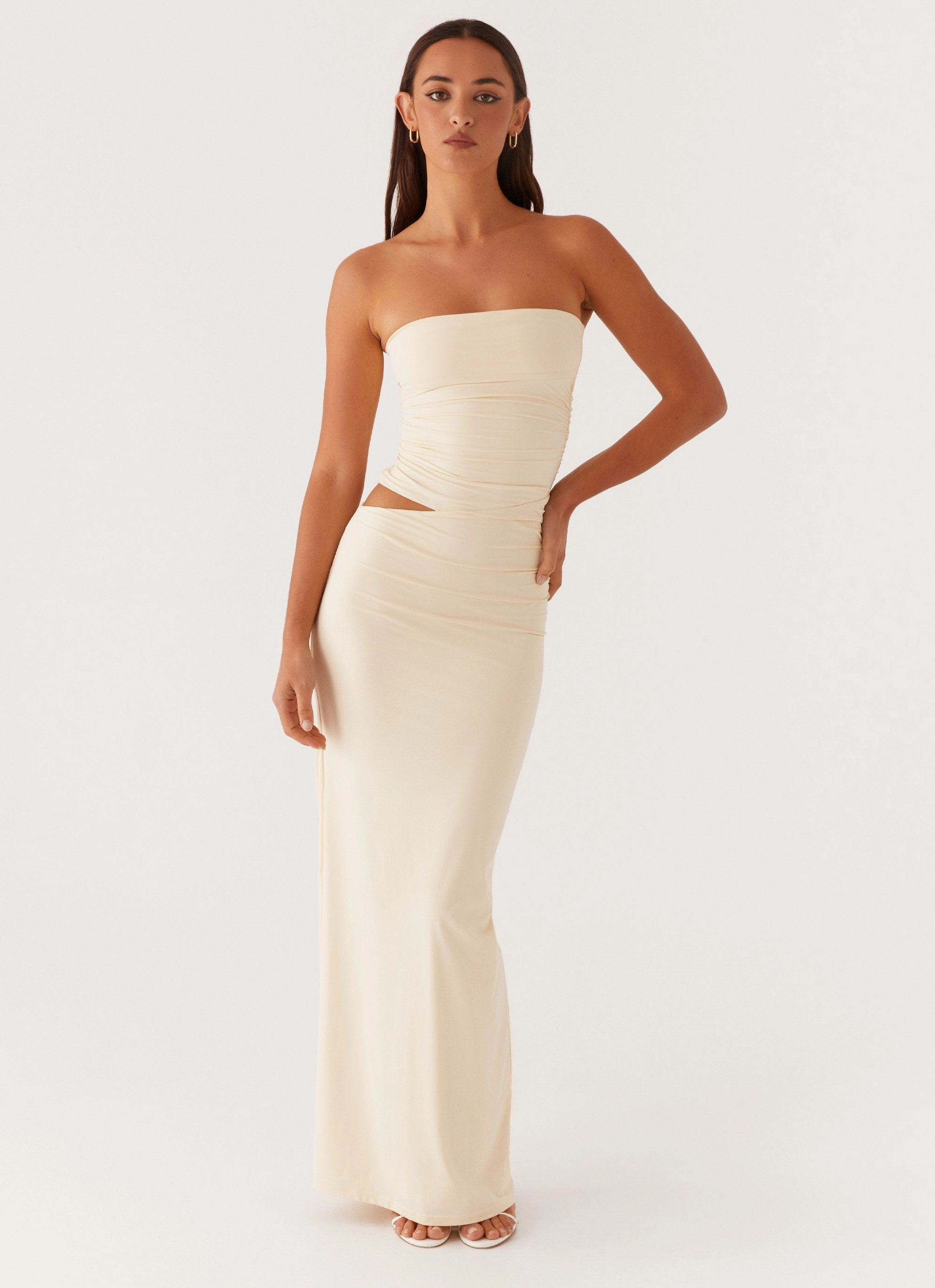 Elegant Layer Romee Strapless Maxi Dress - Pastel Yellow