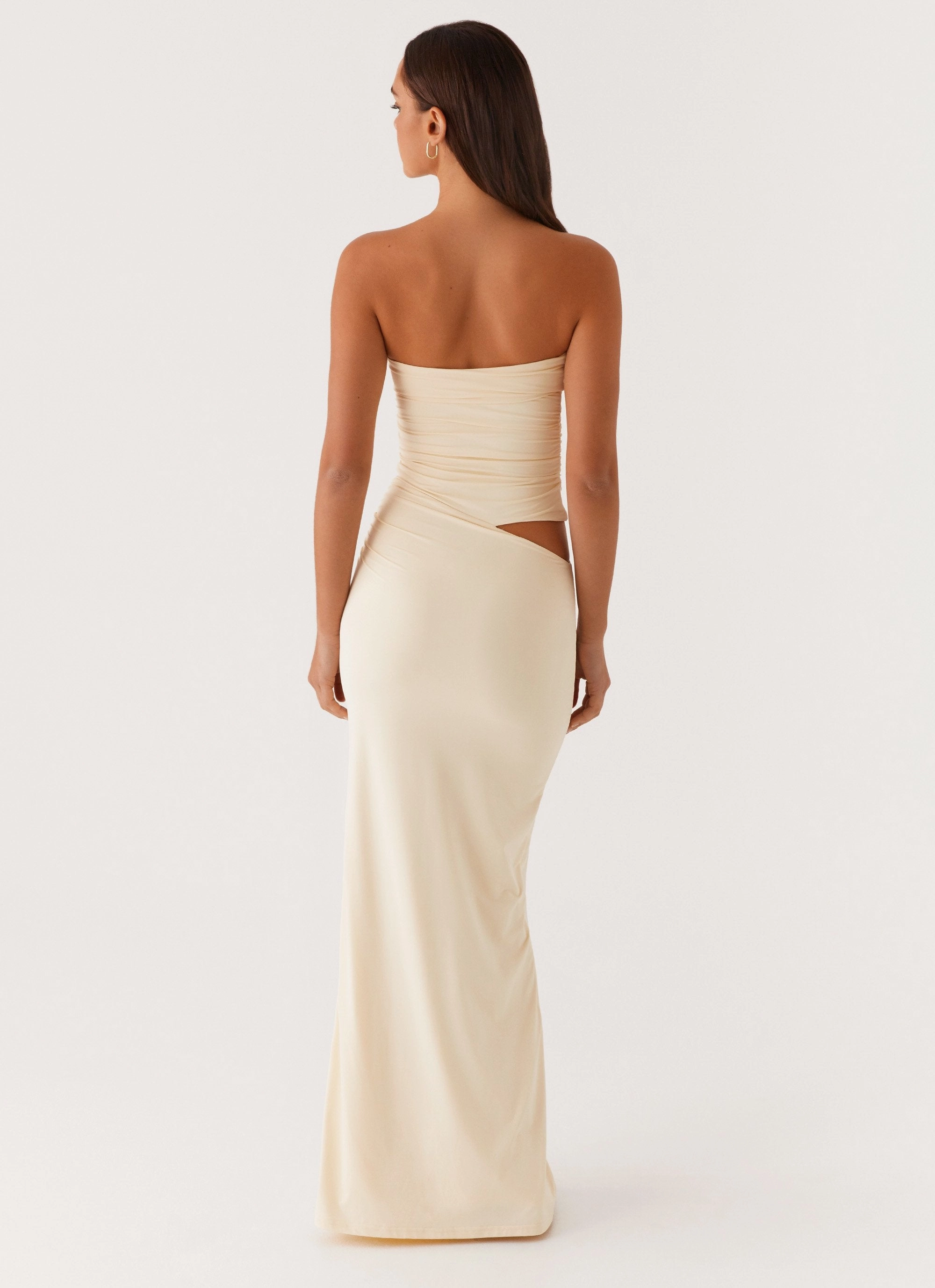Coffee Break Romee Strapless Maxi Dress - Pastel Yellow