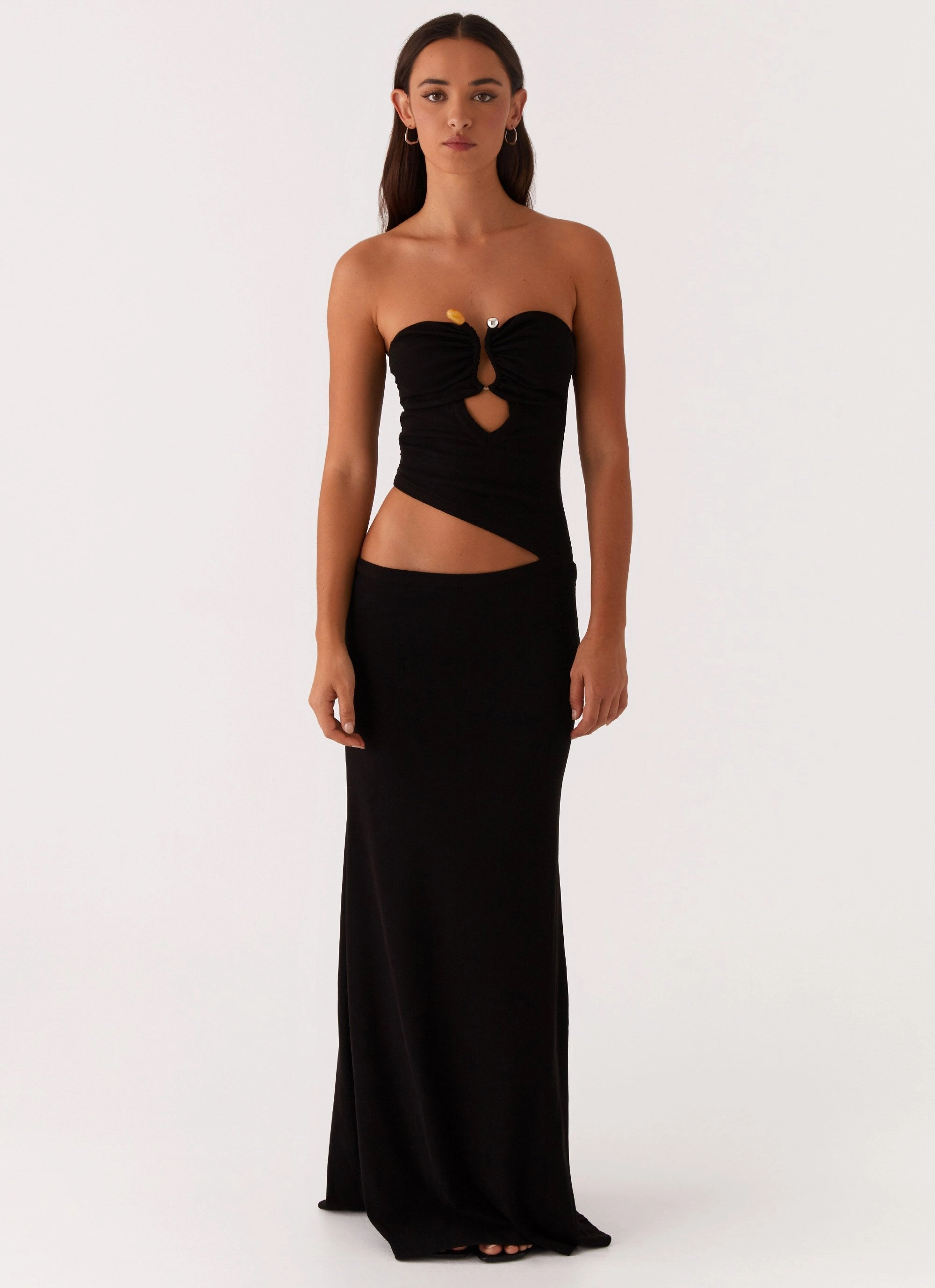 Wild Roses Maxi Dress - Black Modern Fit