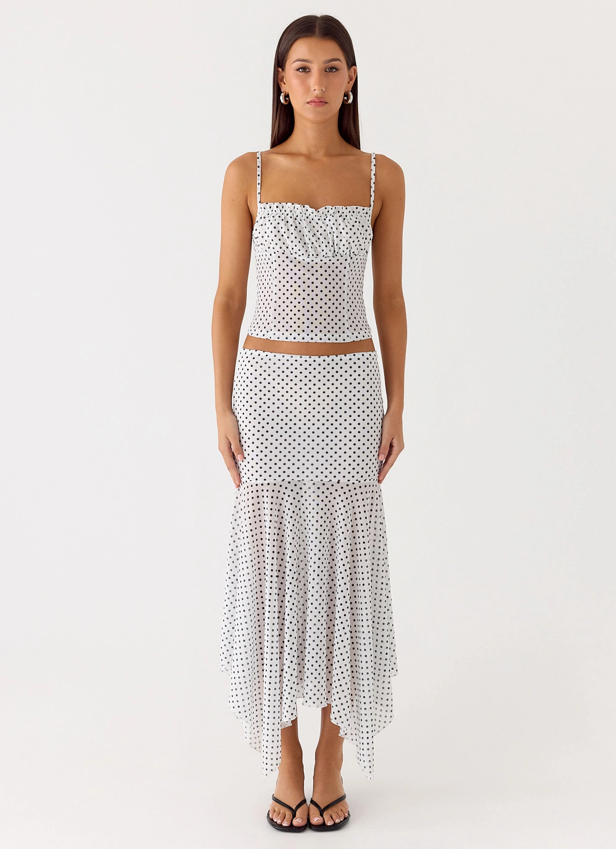 Breathable layers Buffy Maxi Skirt - White Polkadot