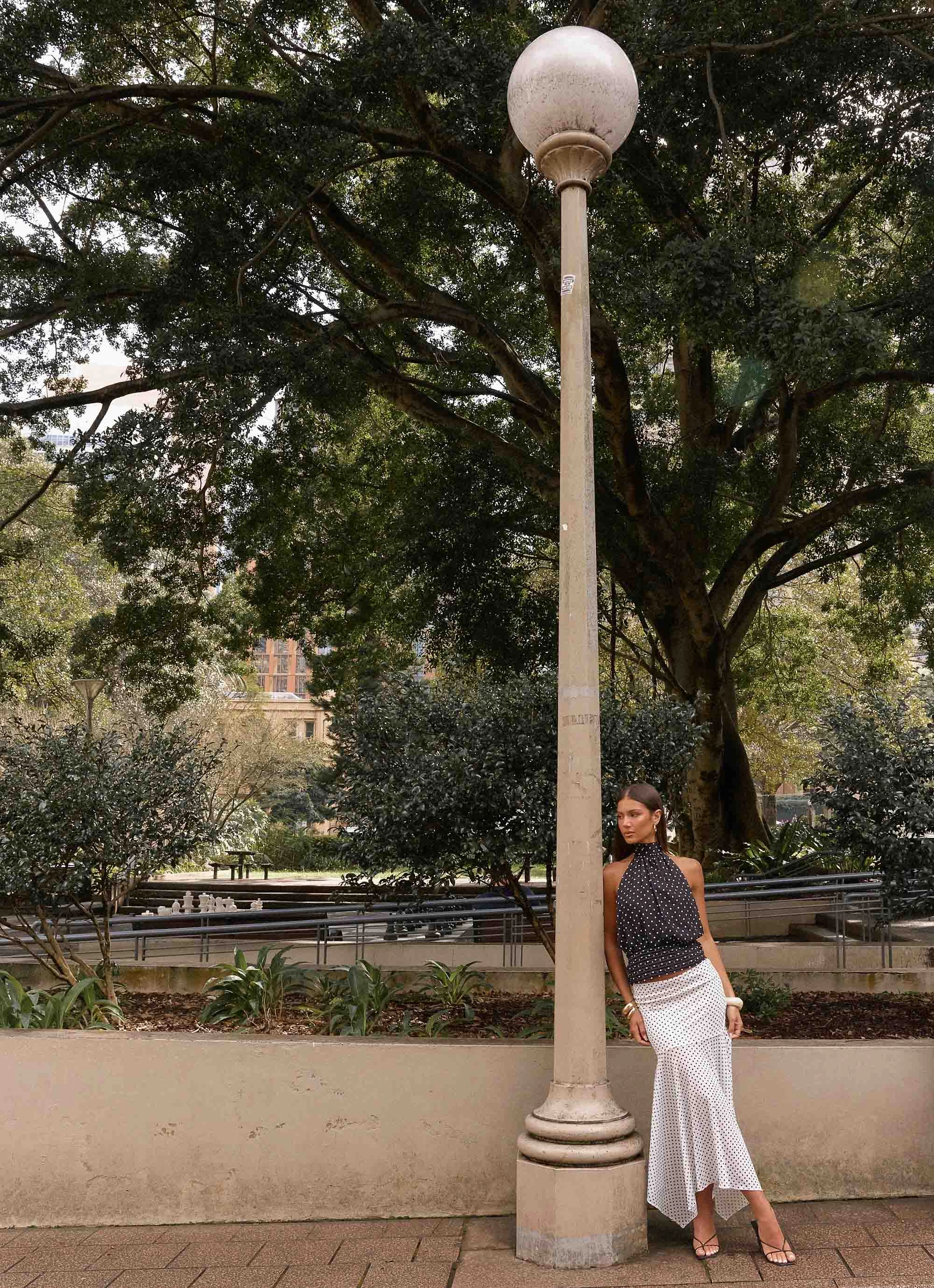 Ripstop Fabric Technology UltraSoftLining Buffy Maxi Skirt - White Polkadot