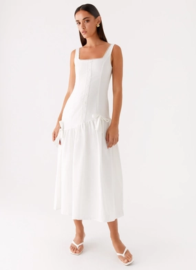 Esmerelda Midi Dress - White Retro Mood