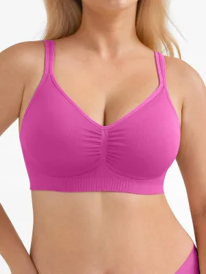 Seamless Wireless Wide-Strap Everyday Bra Buttonless Closure