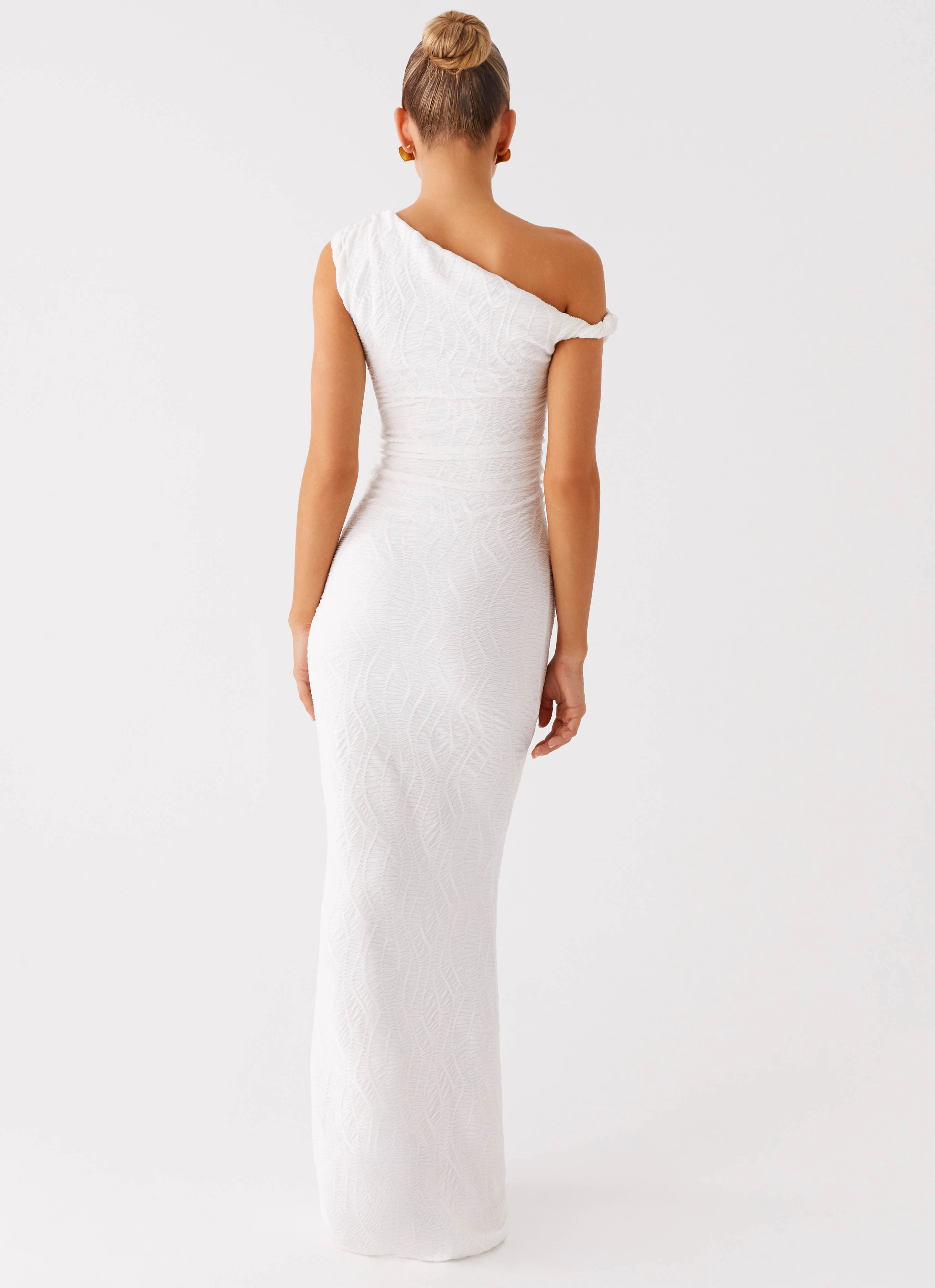 Galantis One Shoulder Maxi Dress - White Morning Wear Square Neck