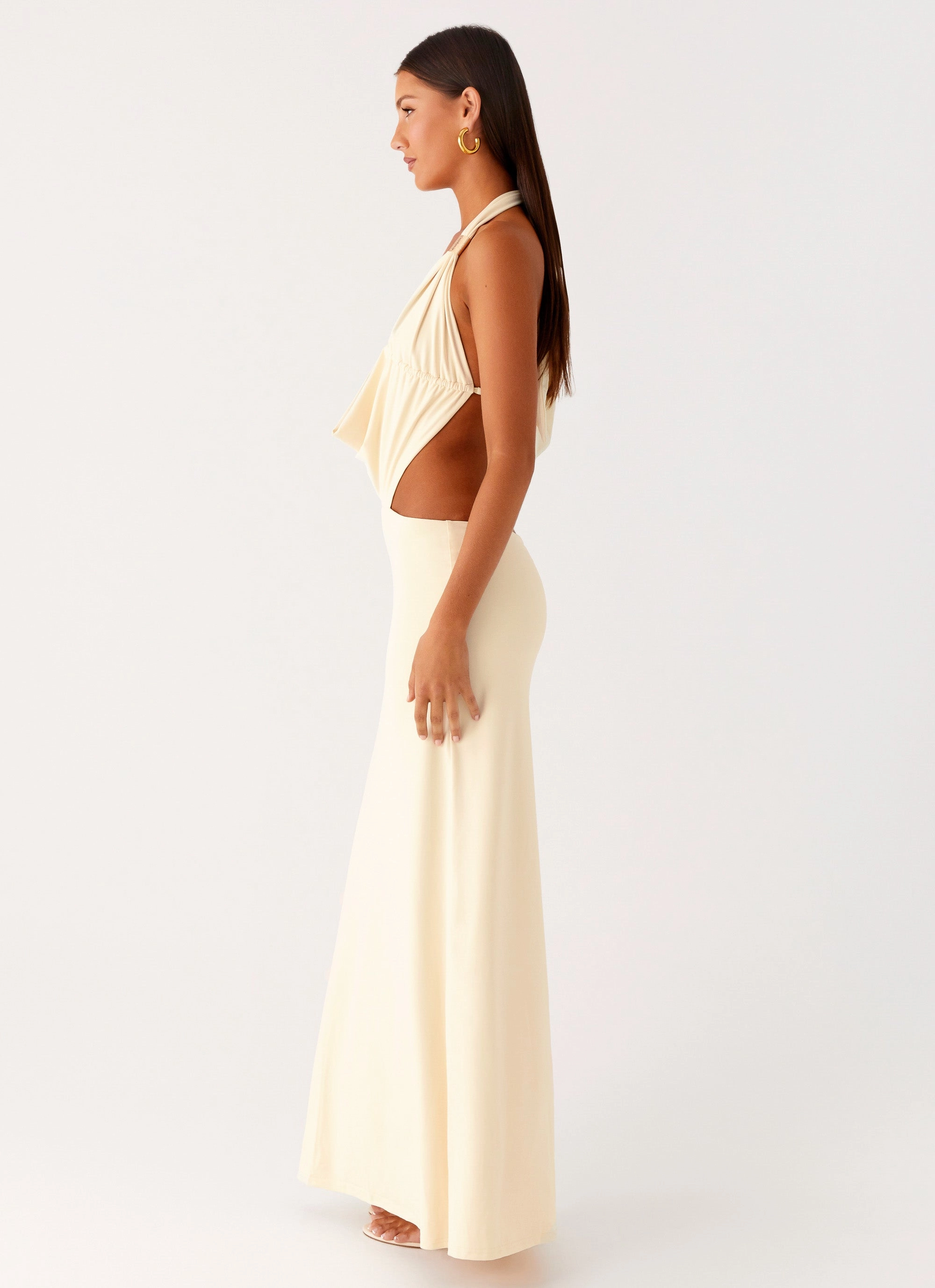 Eco-Lining Floor-Length Torina Halter Maxi Dress - Lemon