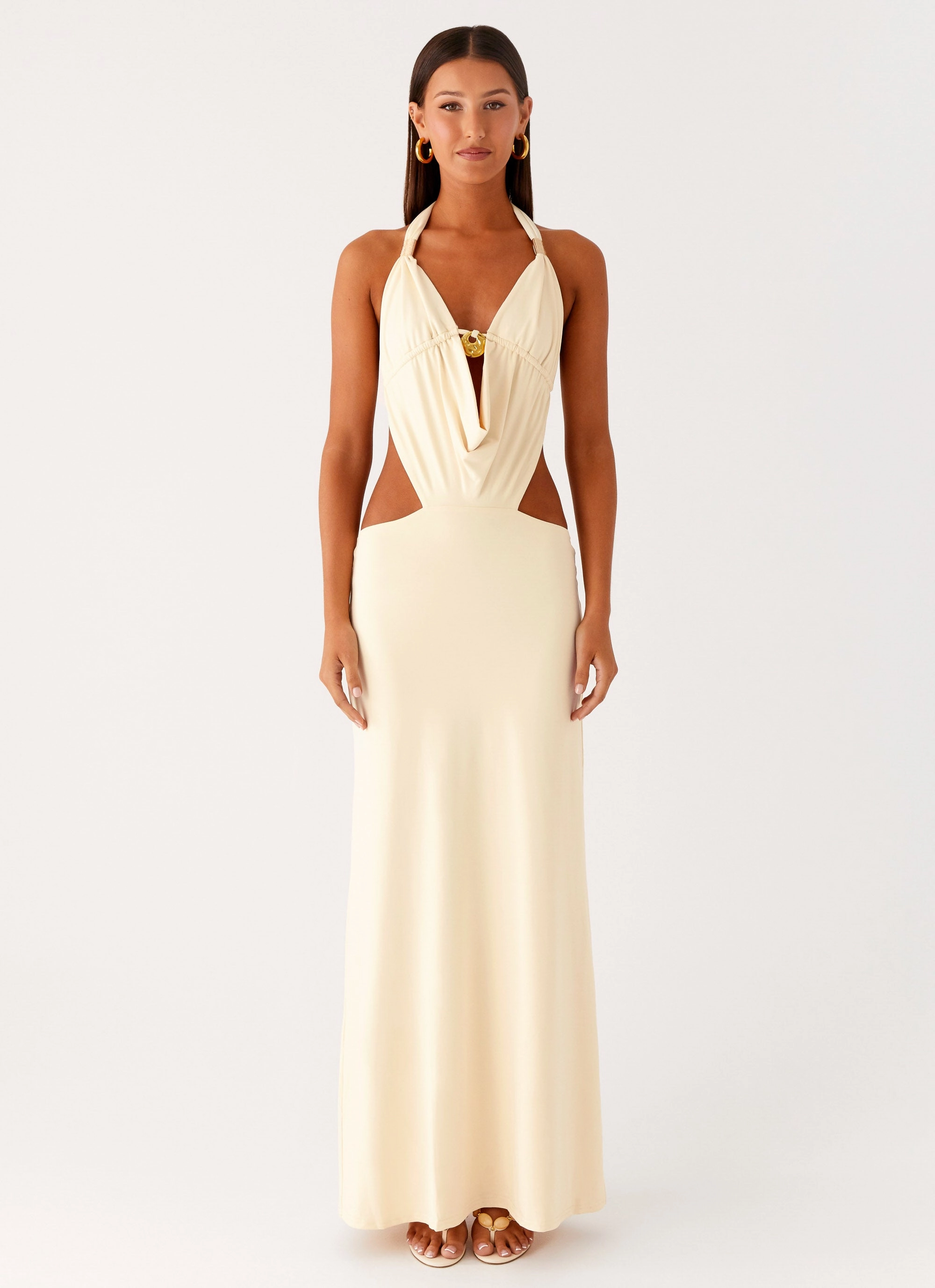 Comfortable fit for outings Torina Halter Maxi Dress - Lemon
