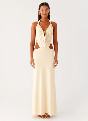 Comfortable fit for outings Torina Halter Maxi Dress - Lemon