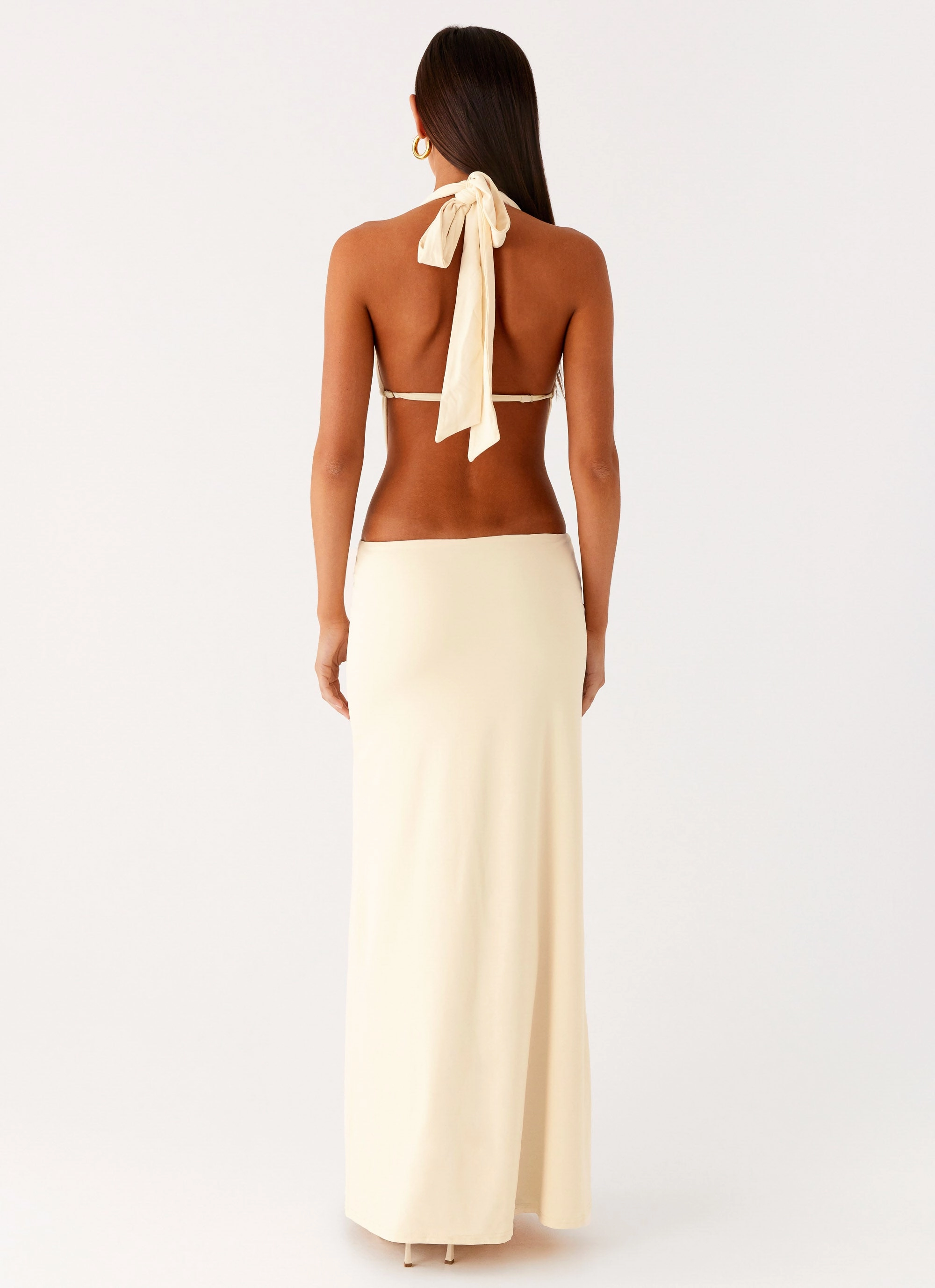 Cozy Flex Perfect Cut Torina Halter Maxi Dress - Lemon