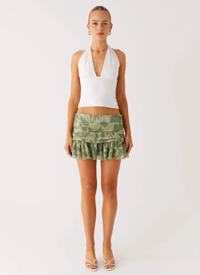 Elspeth Frill Mini Skirt - Jade Fern Layering Essential