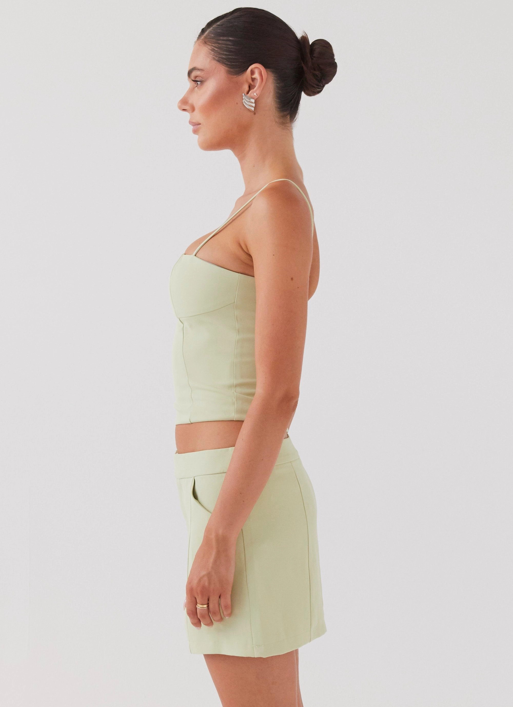 light texture Midi length Eliana Suit Mini Skirt - Green Zest