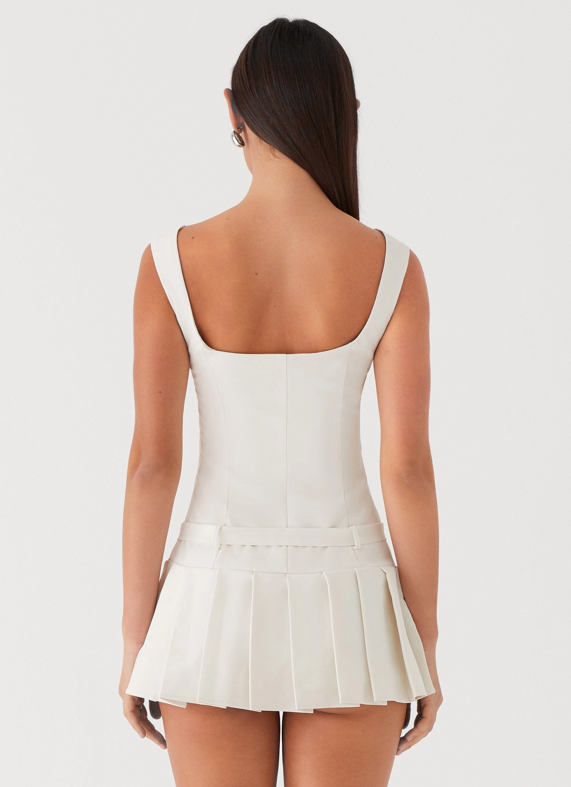 Poetic Justice Belt Mini Dress - White Semi Sheer
