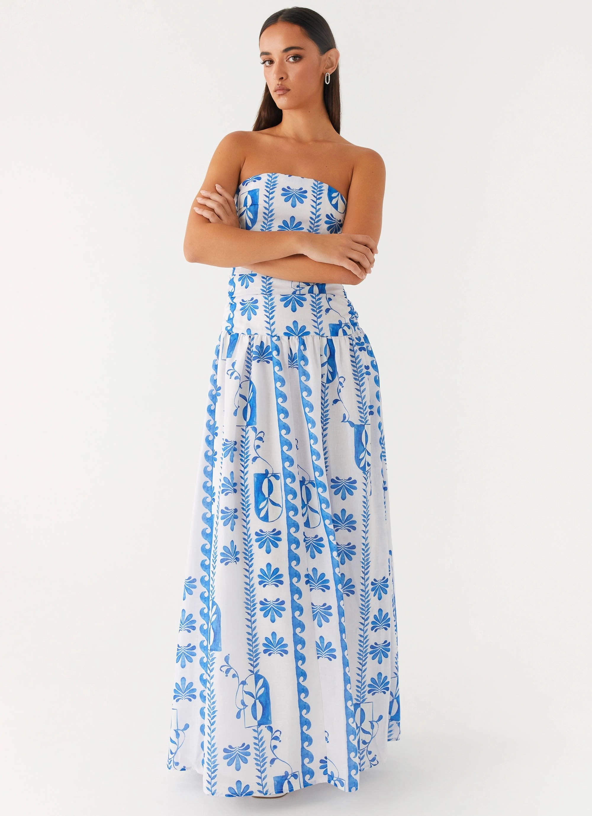 Carmel Maxi Dress - Floral Wave Coastal Soft Summer Mood