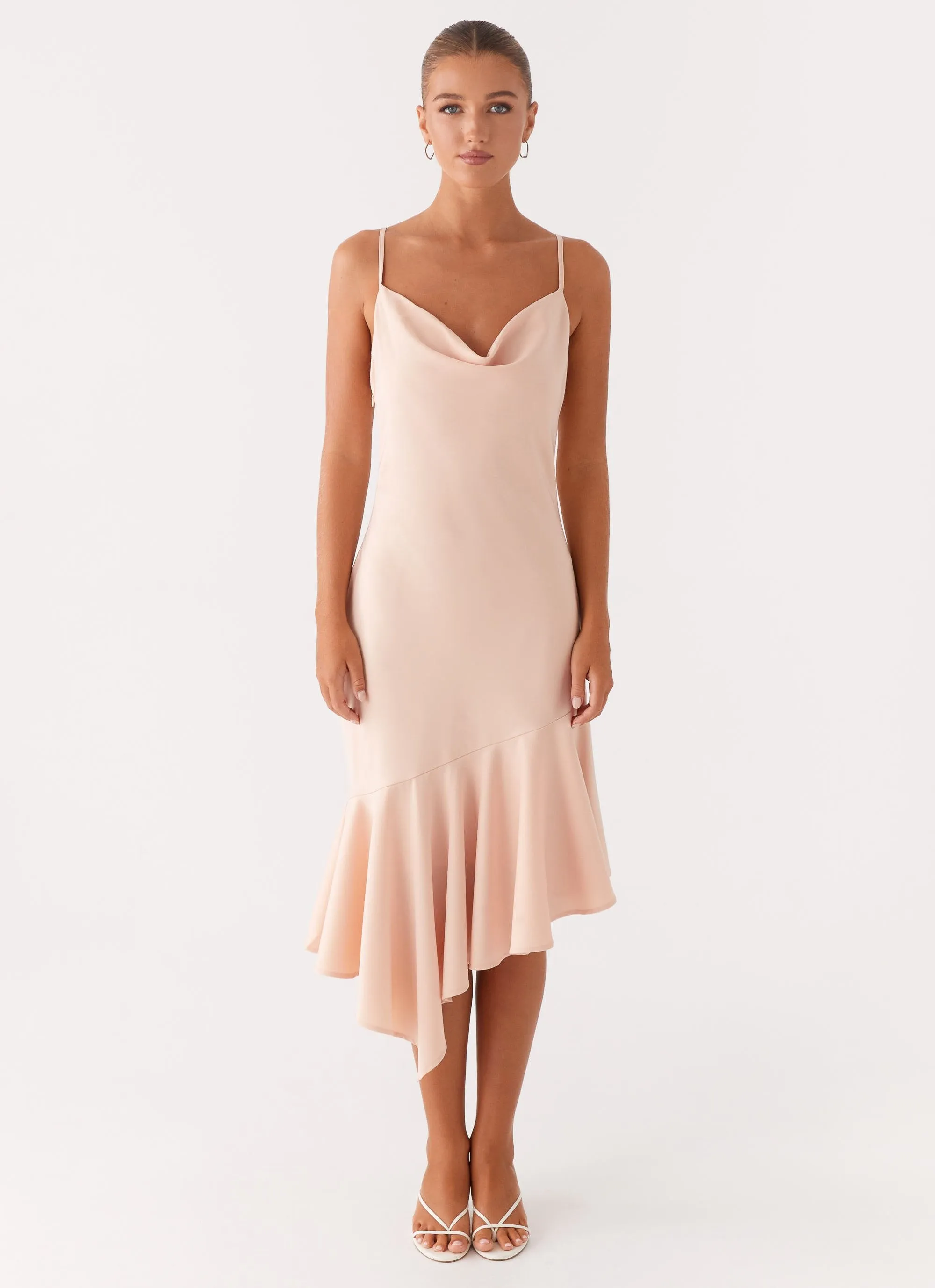 Korby Midi Dress - Pink Raw-Hem Comfy Shape